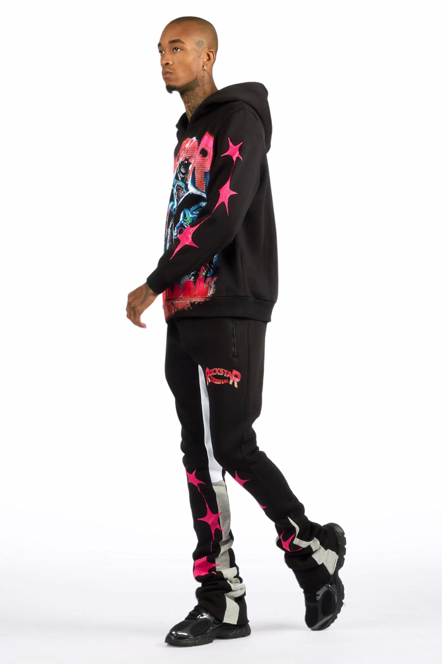 Trenzo Black/Fuchsia Hoodie/Super Stacked Track Set