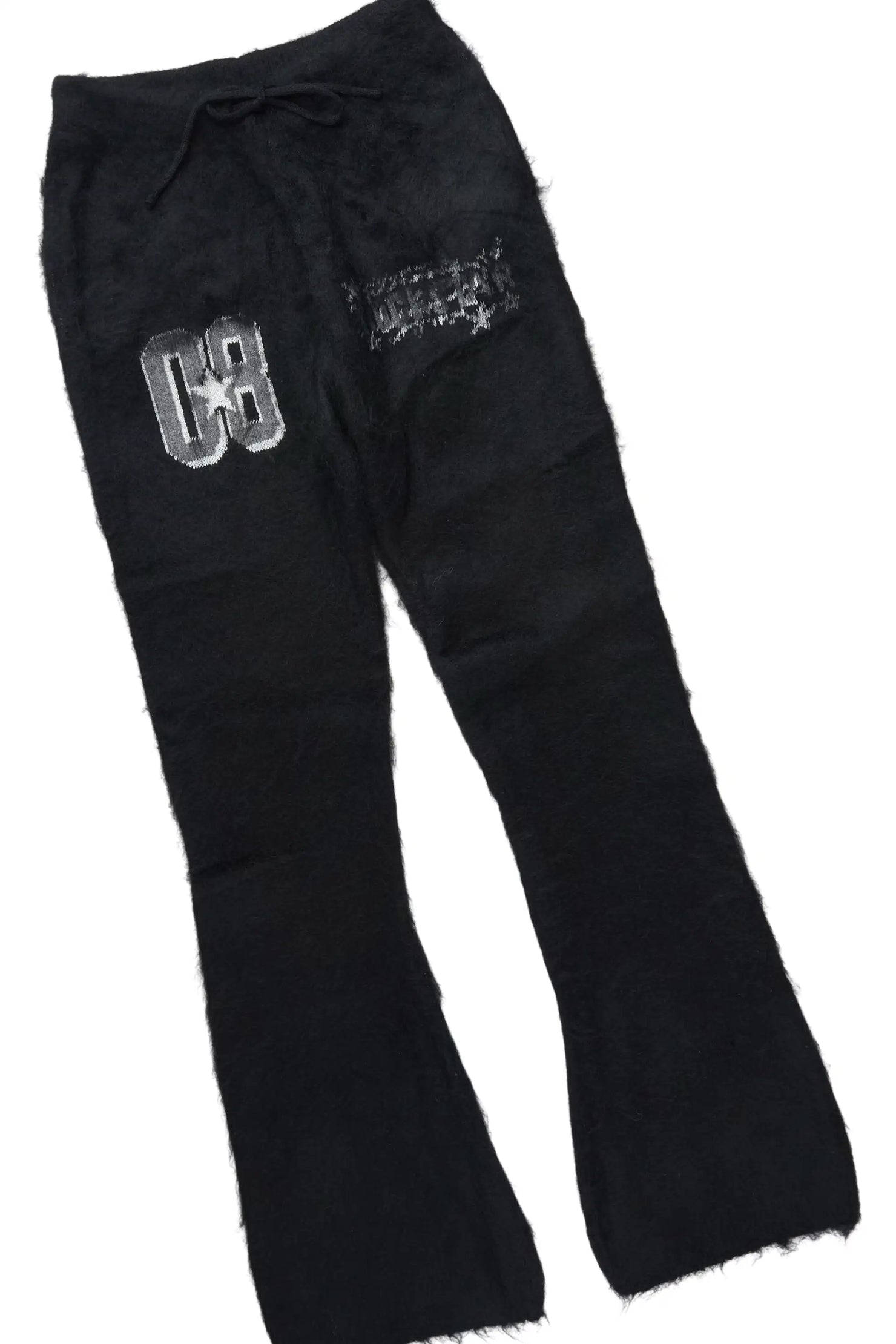 Allstar Black Hoodie Stacked Flare Knitted Mohair Track Set