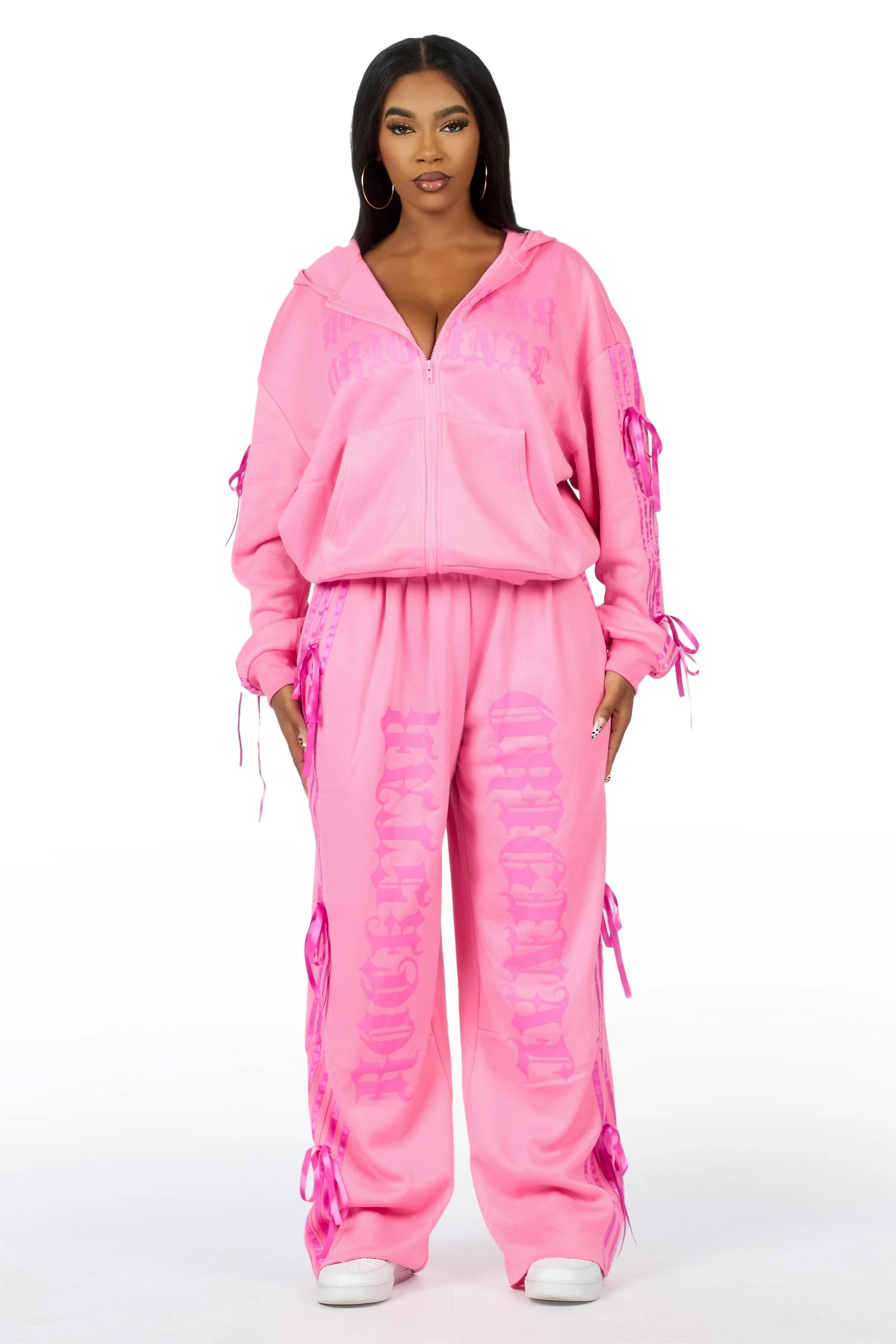 Kettisha Pink Lace Up Baggy Track Set