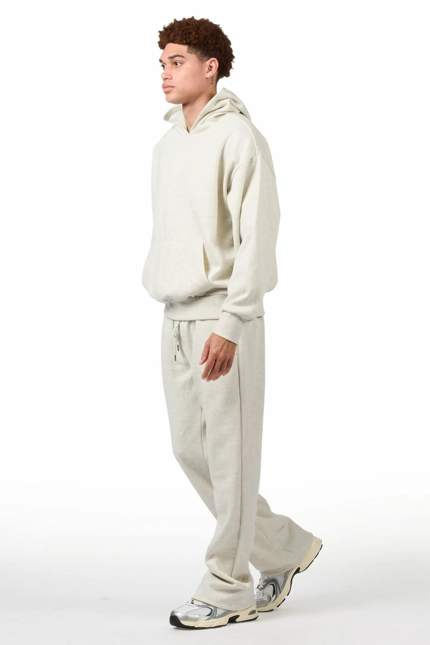 Basic Light Oatmeal Hoodie Relaxed Track Set