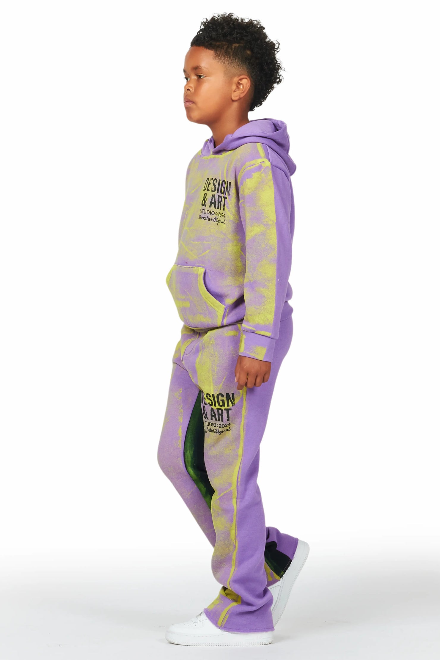 Boys Rue Purple Baggy Fit Pant Set