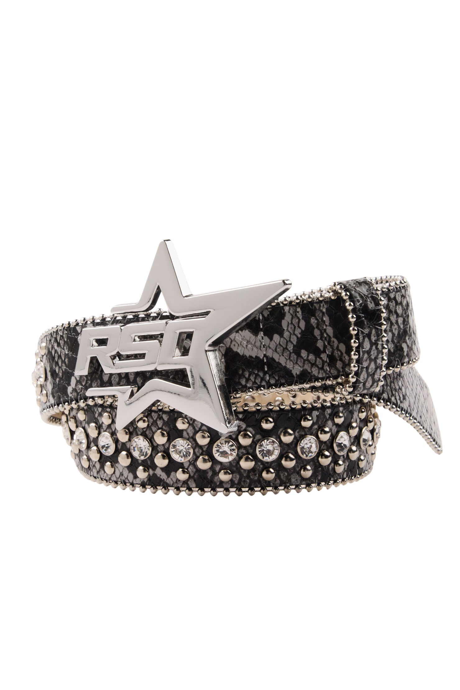 Normandie Black Rhinestones Rockstar Logo Belt