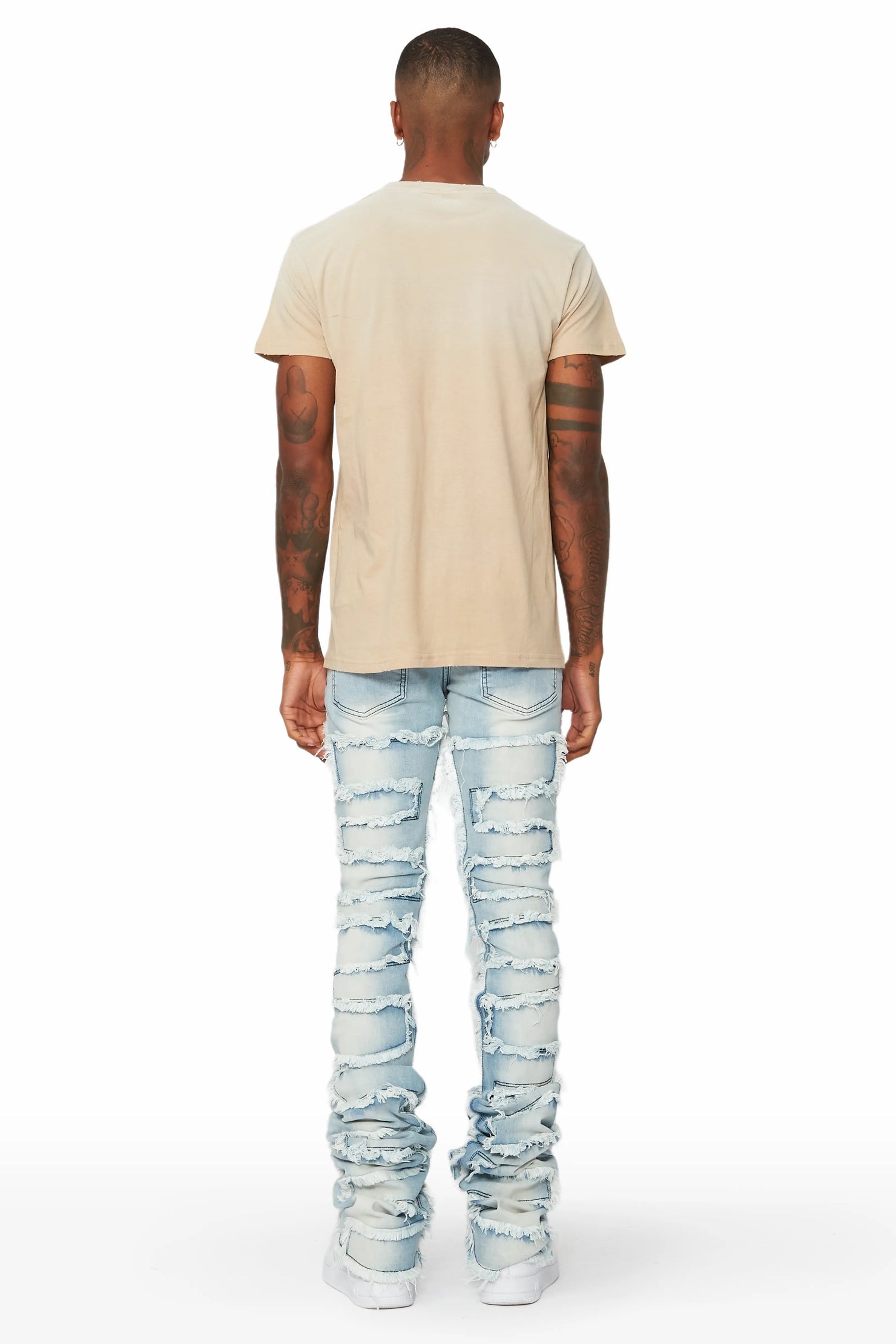 Hallie Blue Wash Super Stacked Flare Jean