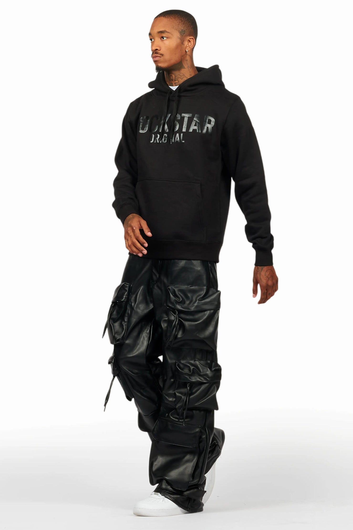 Sana Black Hoodie/Baggy Fit PU Jean Bundle