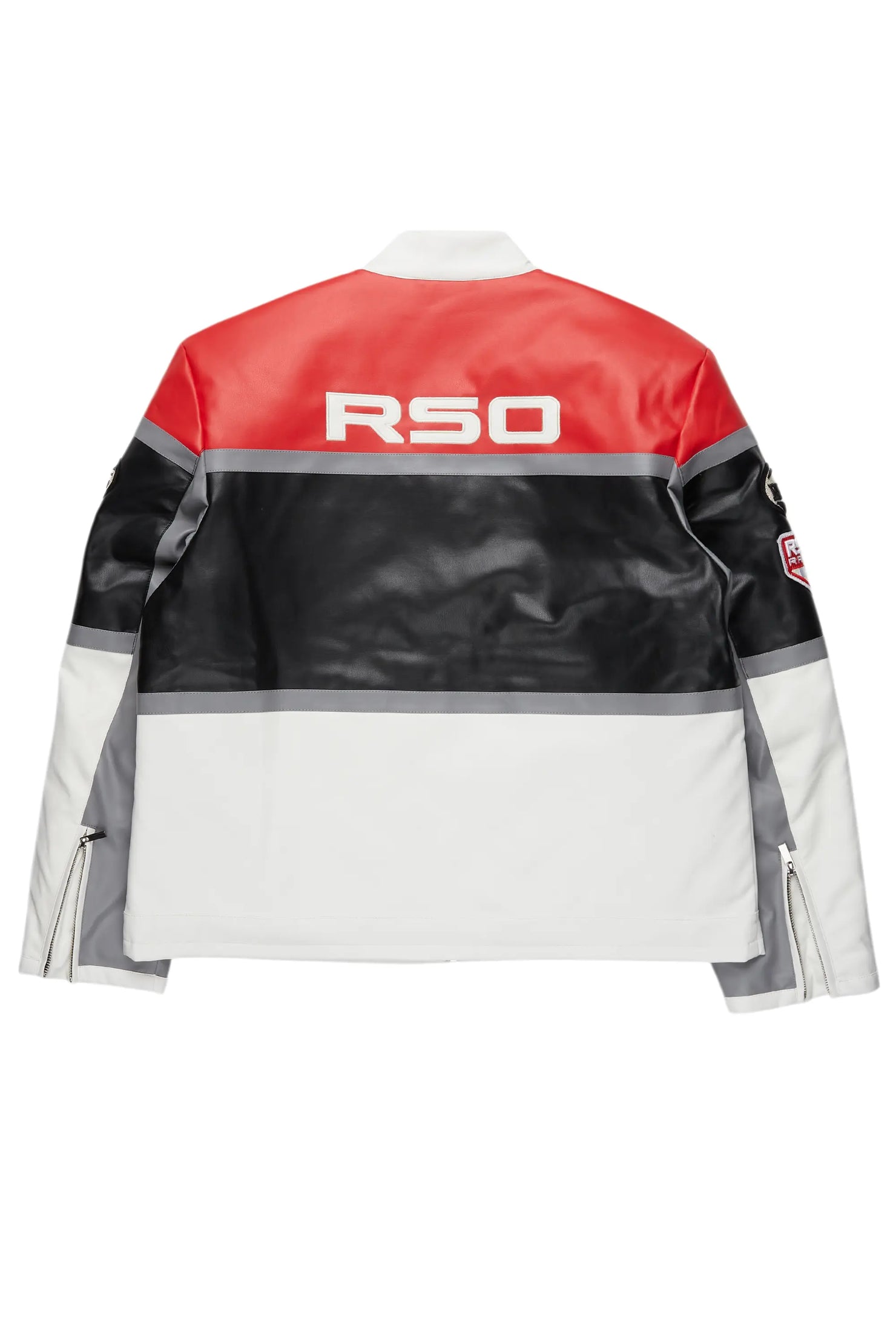 Balint Red/White Leather Moto Jacket