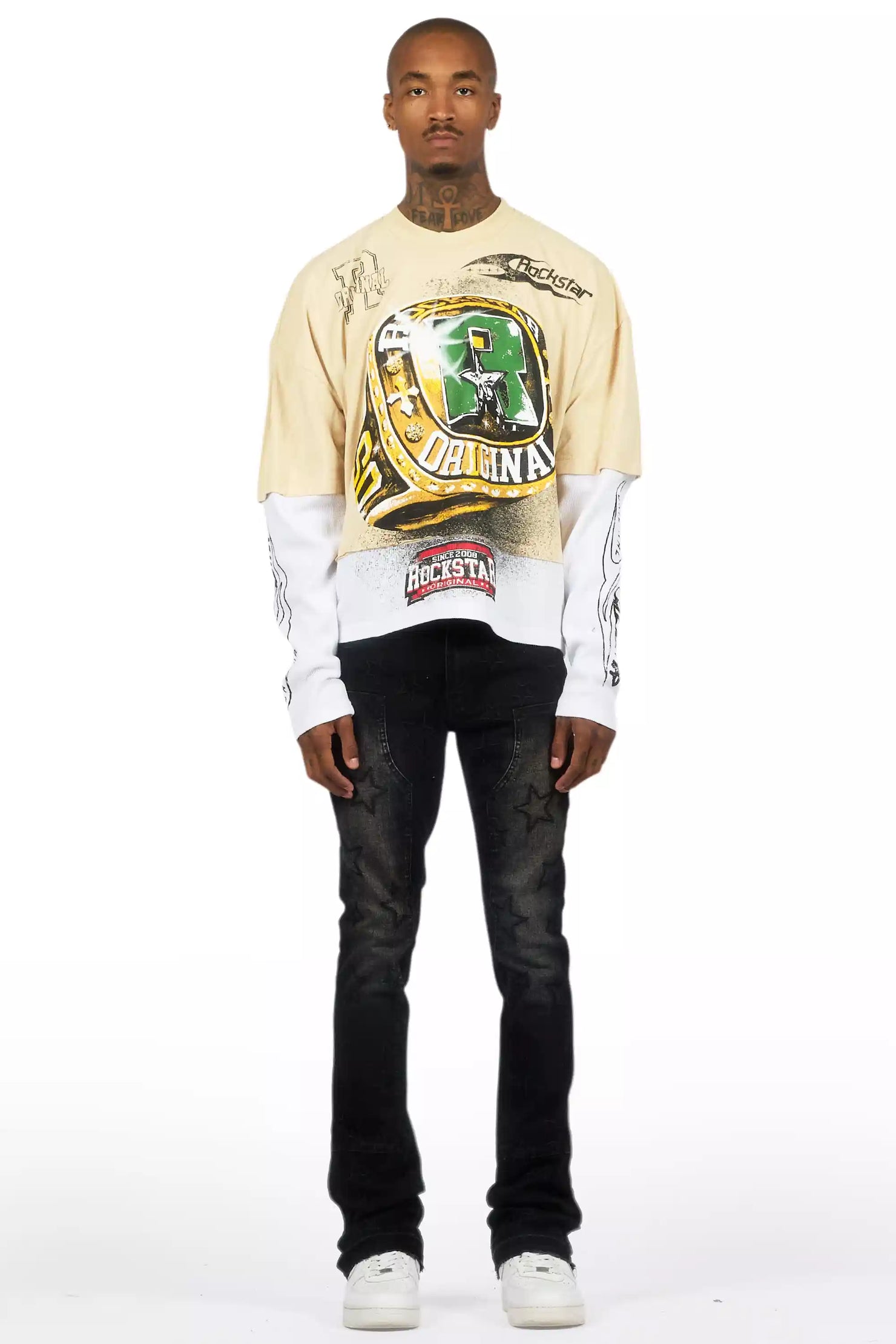 Starship Dark Grey Stacked Flare Jean