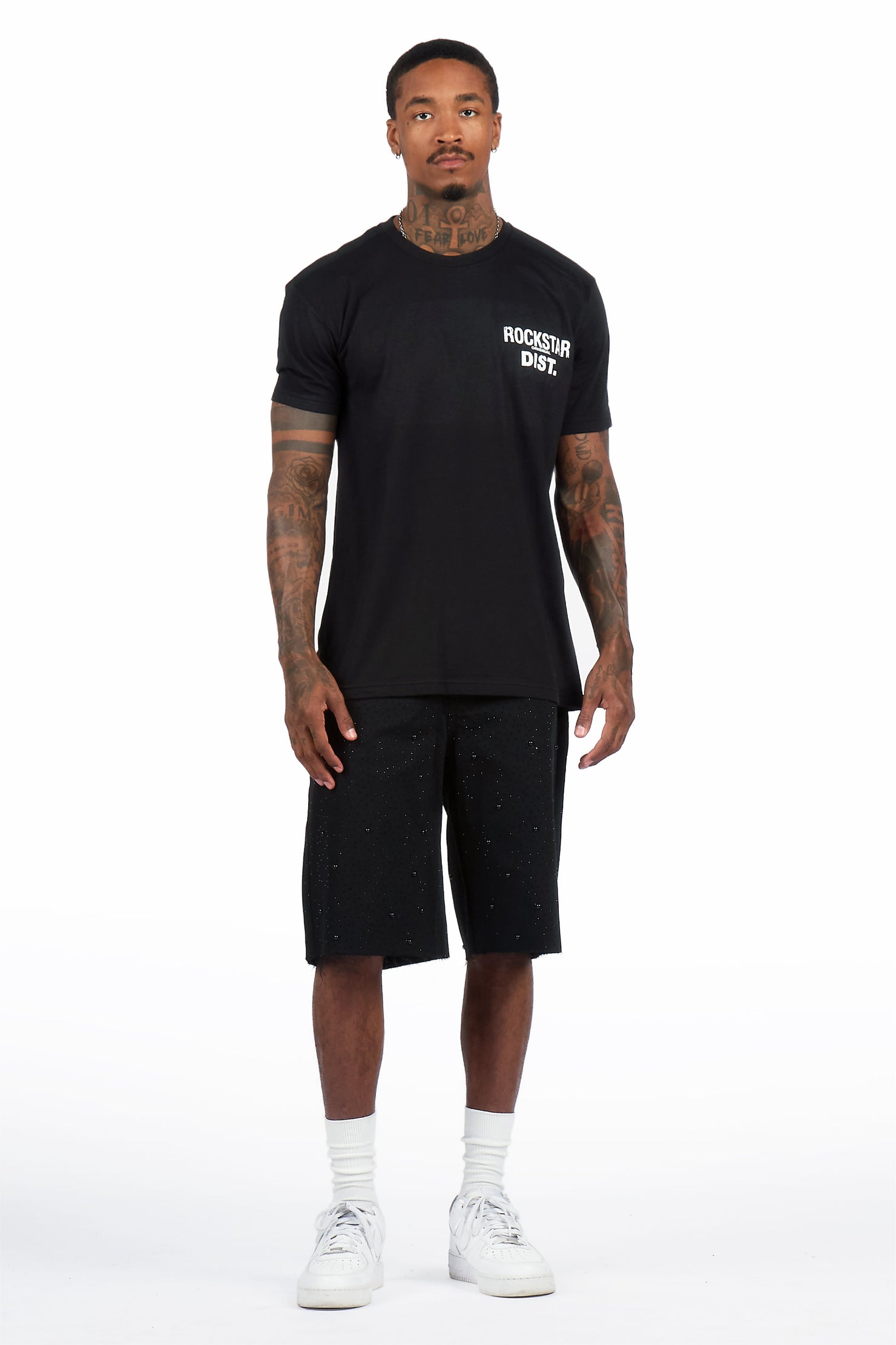 Sherrod Black Rhinestones Denim Short