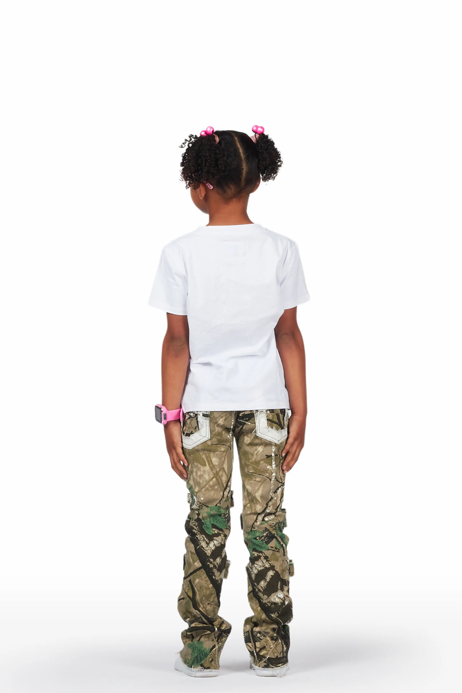 Girls Aalia Tree Camo Super Stacked Flare Jean