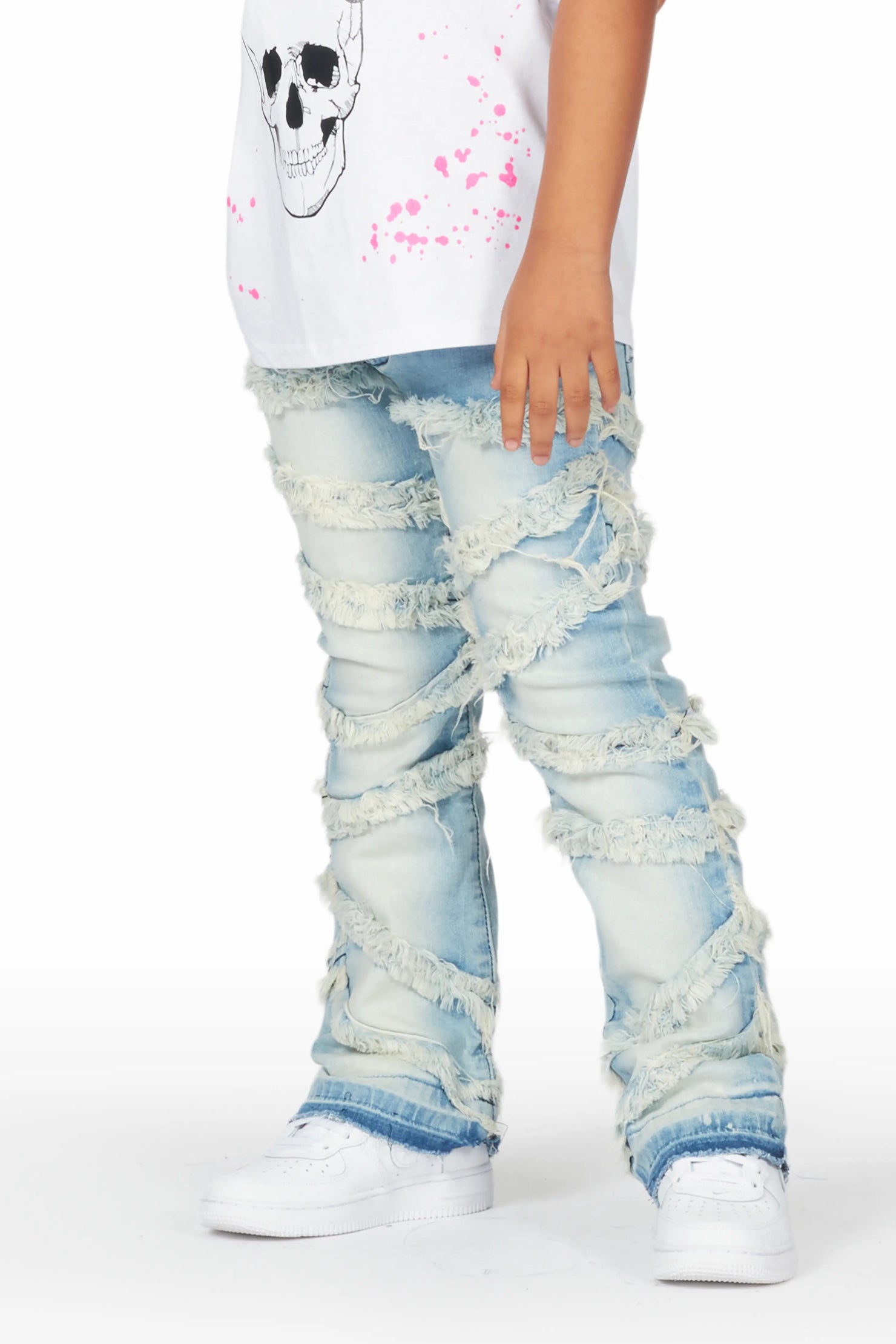 Girls Nora Blue Stacked Flare Jean