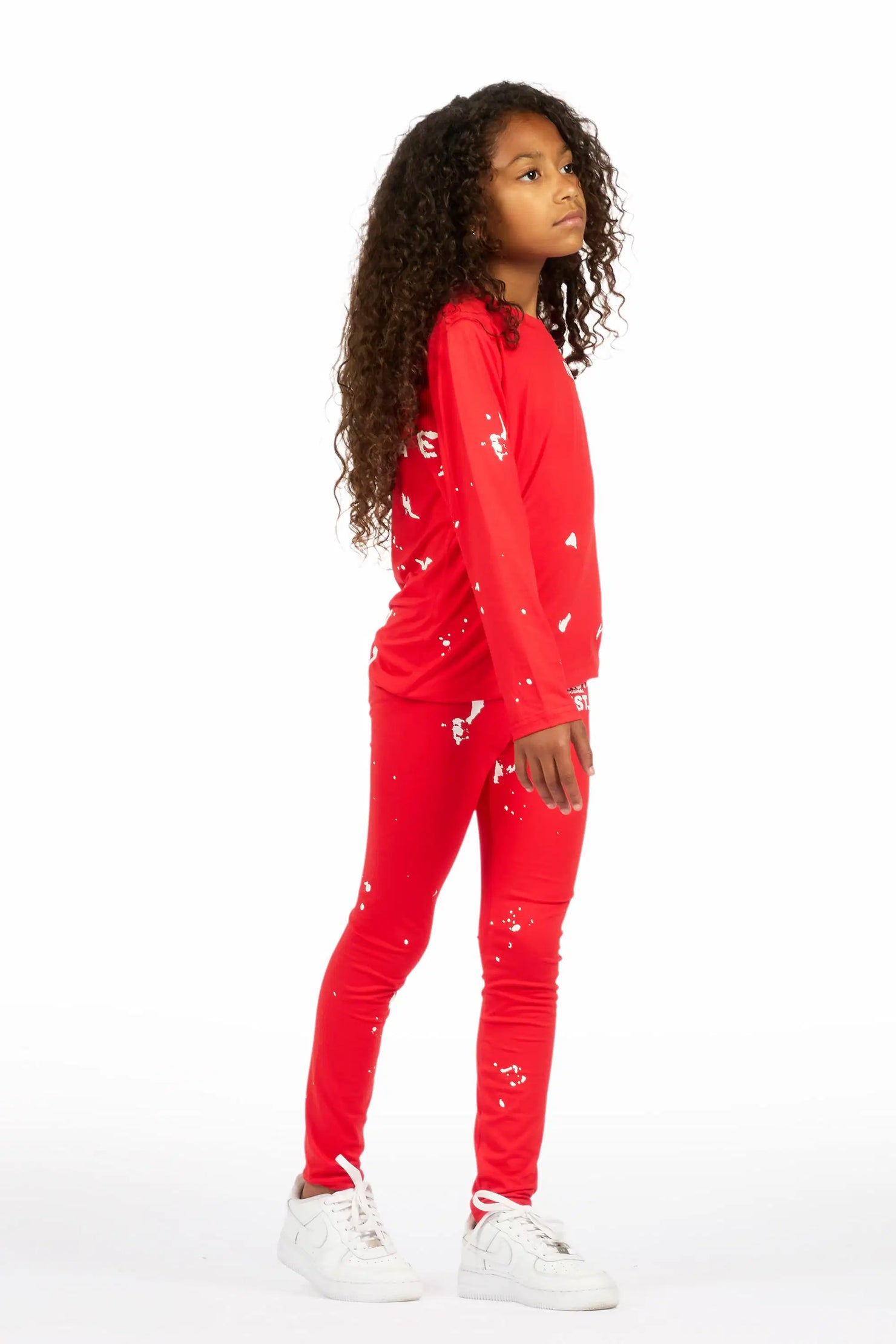 Girls Living For It Red Long Sleeve Lounge Set