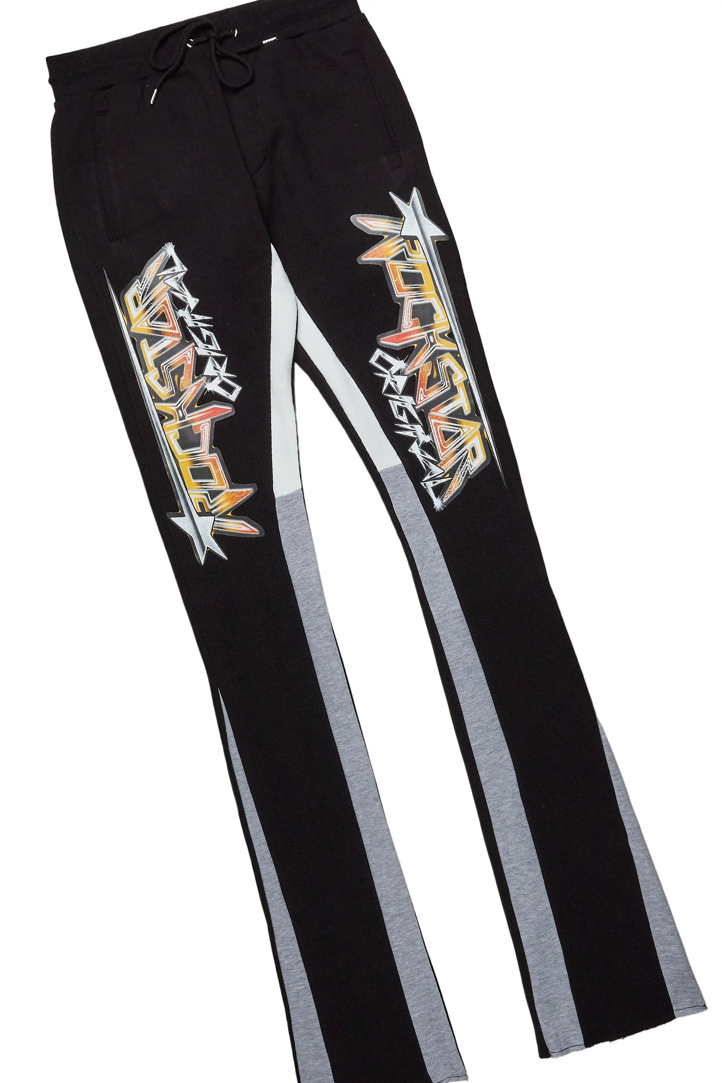 Wali Black T-Shirt Super Stacked Flare Track Set