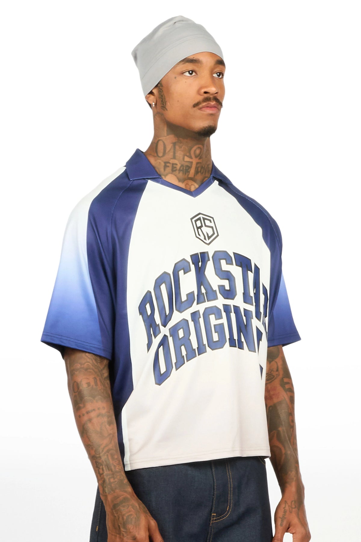 Ricco Blue/White World Soccer Inspired Graphic Jersey