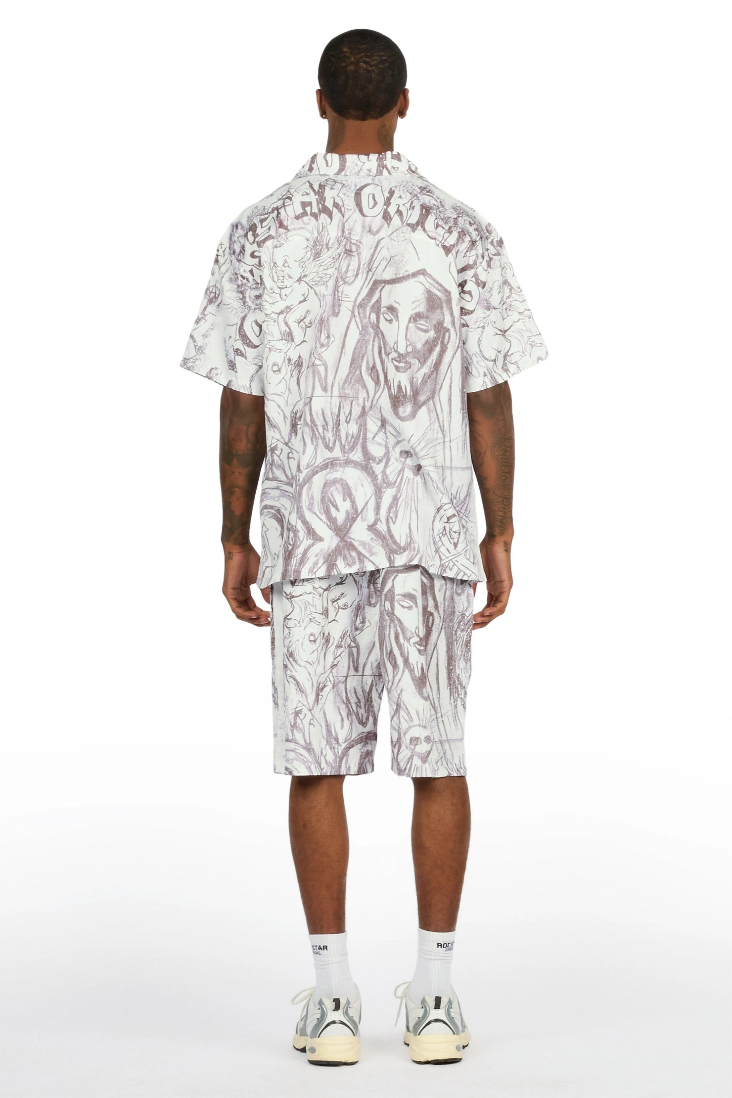 Fenno White Button Down T-Shirt/Short Set