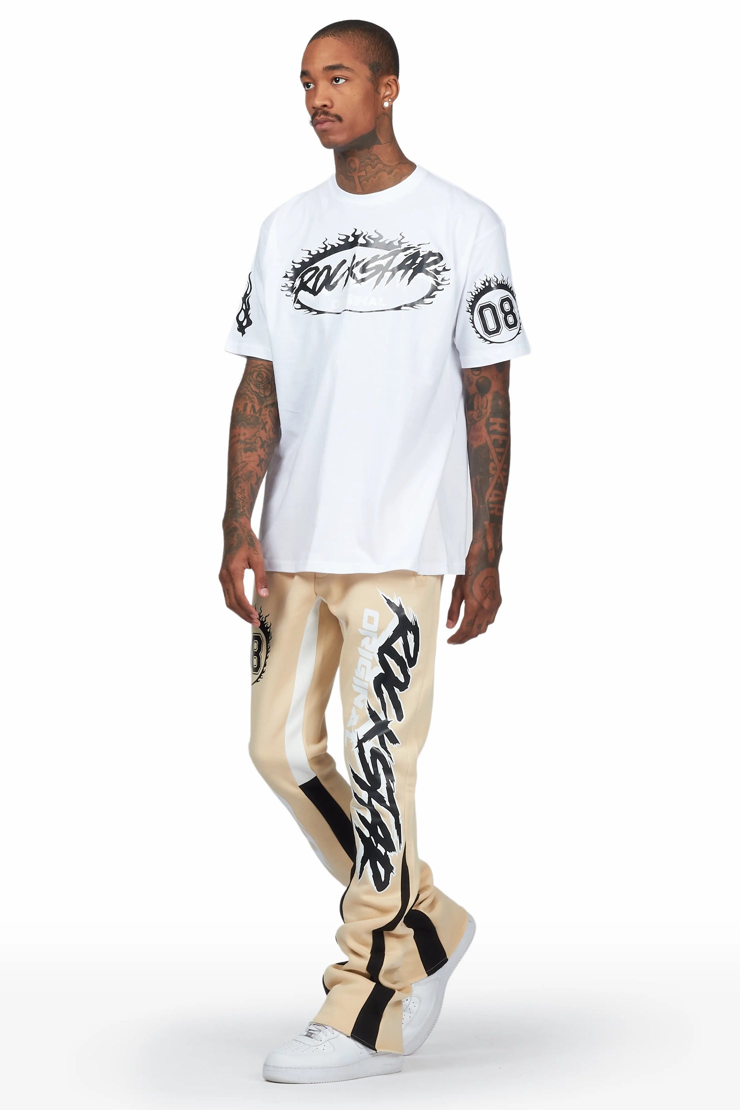 Draven White/Beige T-Shirt Stacked Flare Trackset