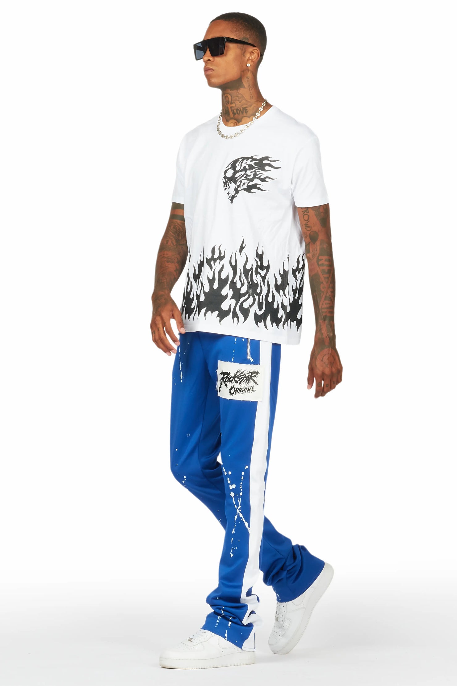 Bubble White/Royal T-Shirt/Stacked Flare Track Set