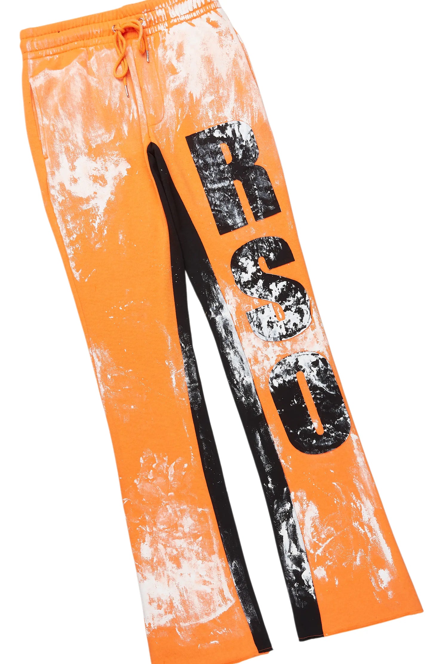 Folly Black/Orange Hoodie/Baggy Stacked Flare Pant Set