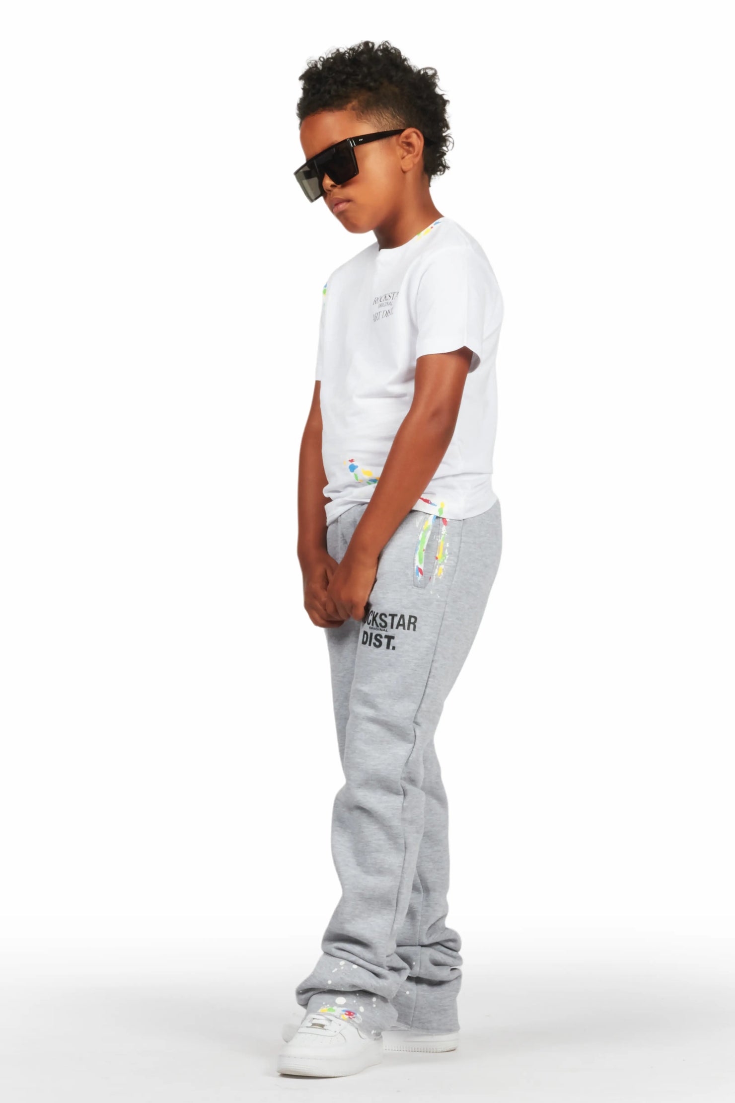 Boys Artemi Grey/White T-Shirt Super Stacked Set
