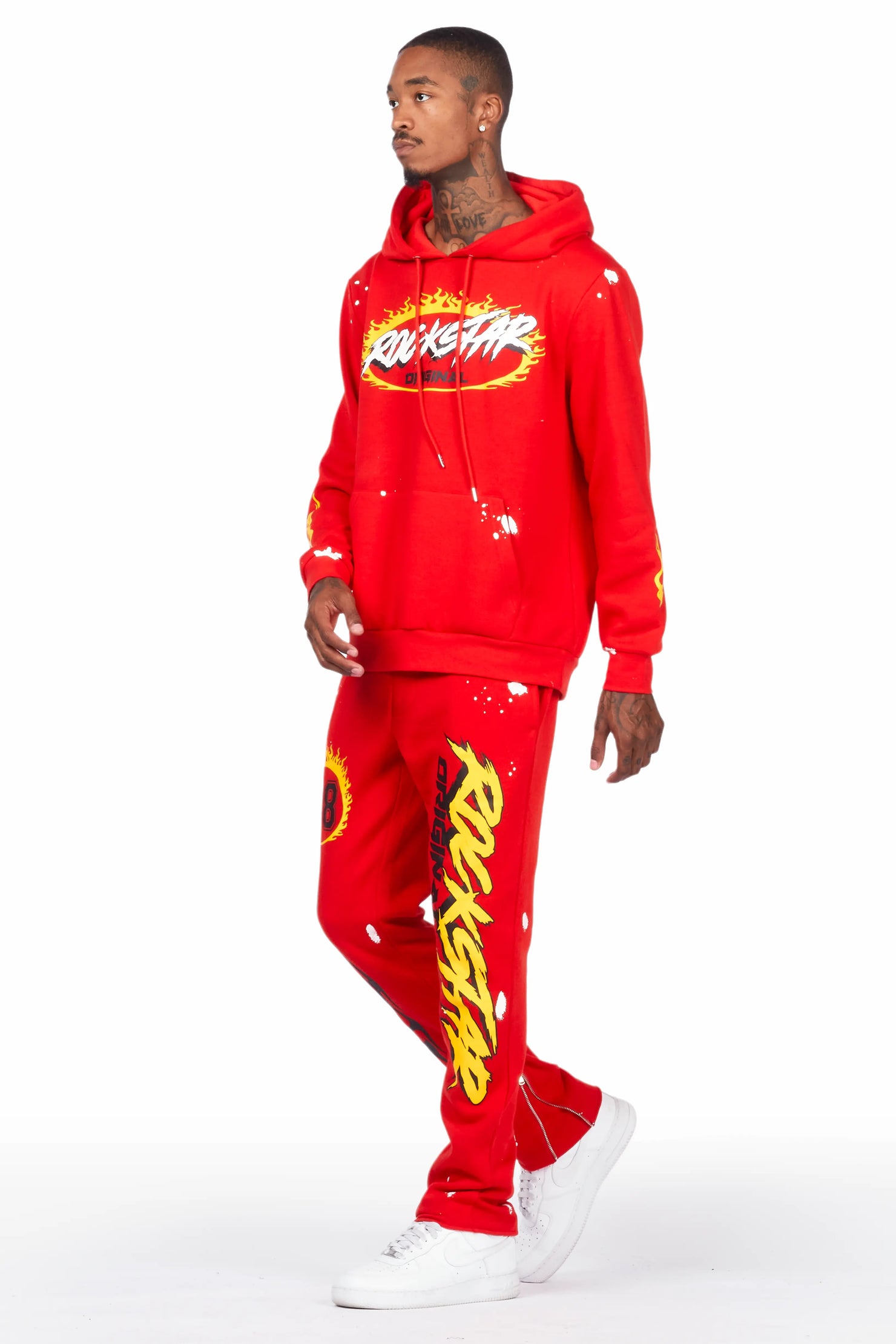 Draven Red Slim Fit Track Set