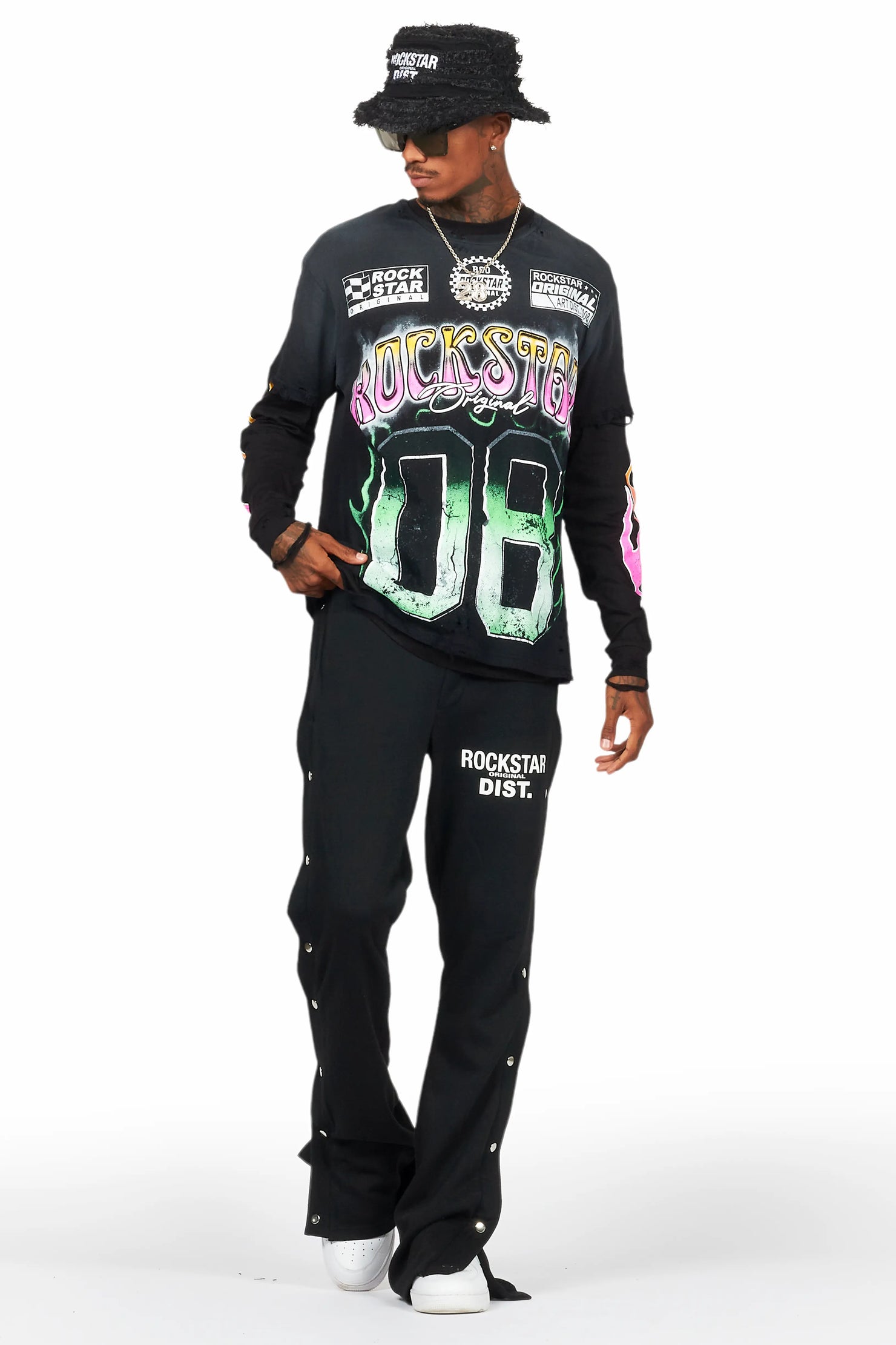 Quito Black Double Layer Graphic T-Shirt