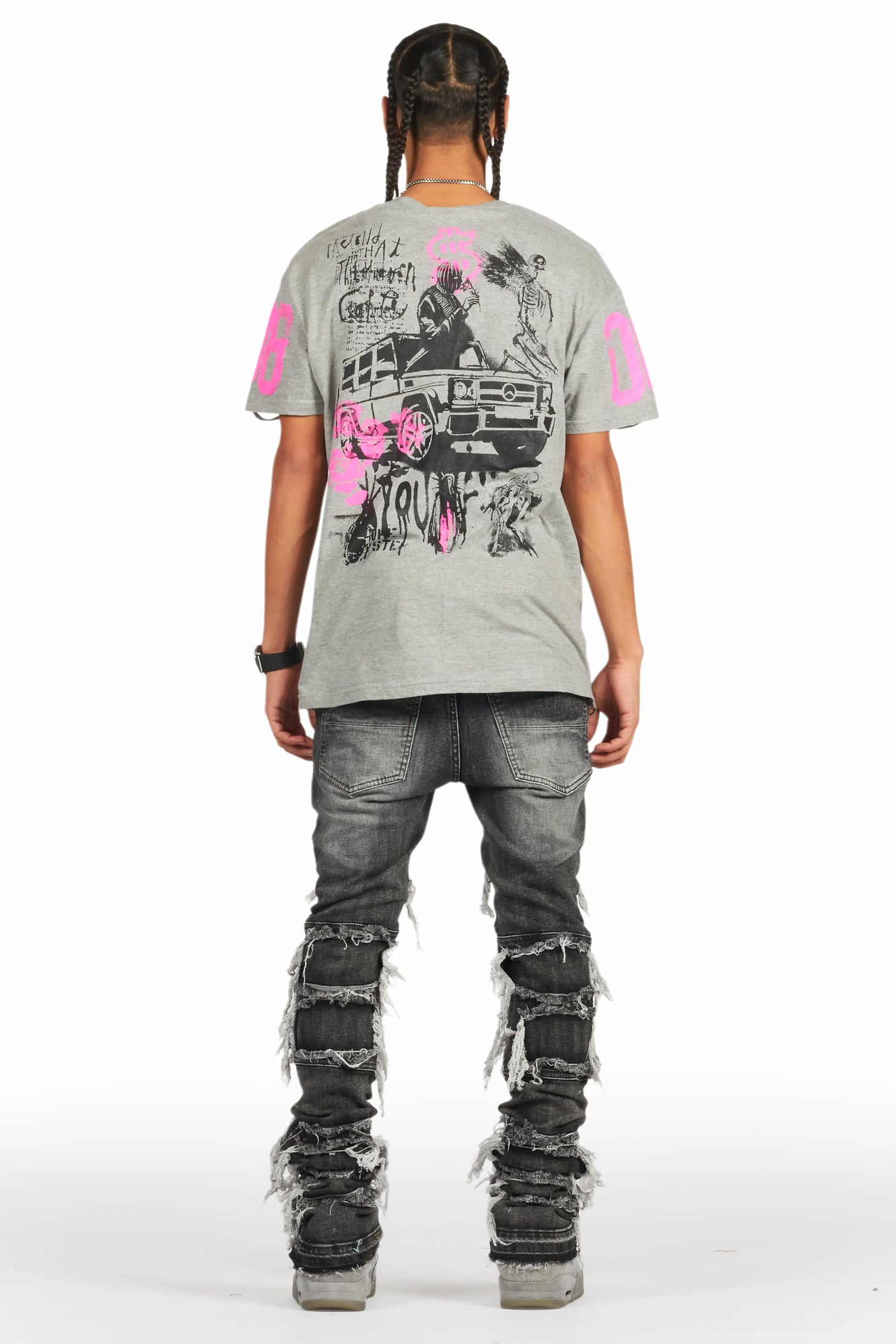 Vasco Grey Stacked Flare Jean