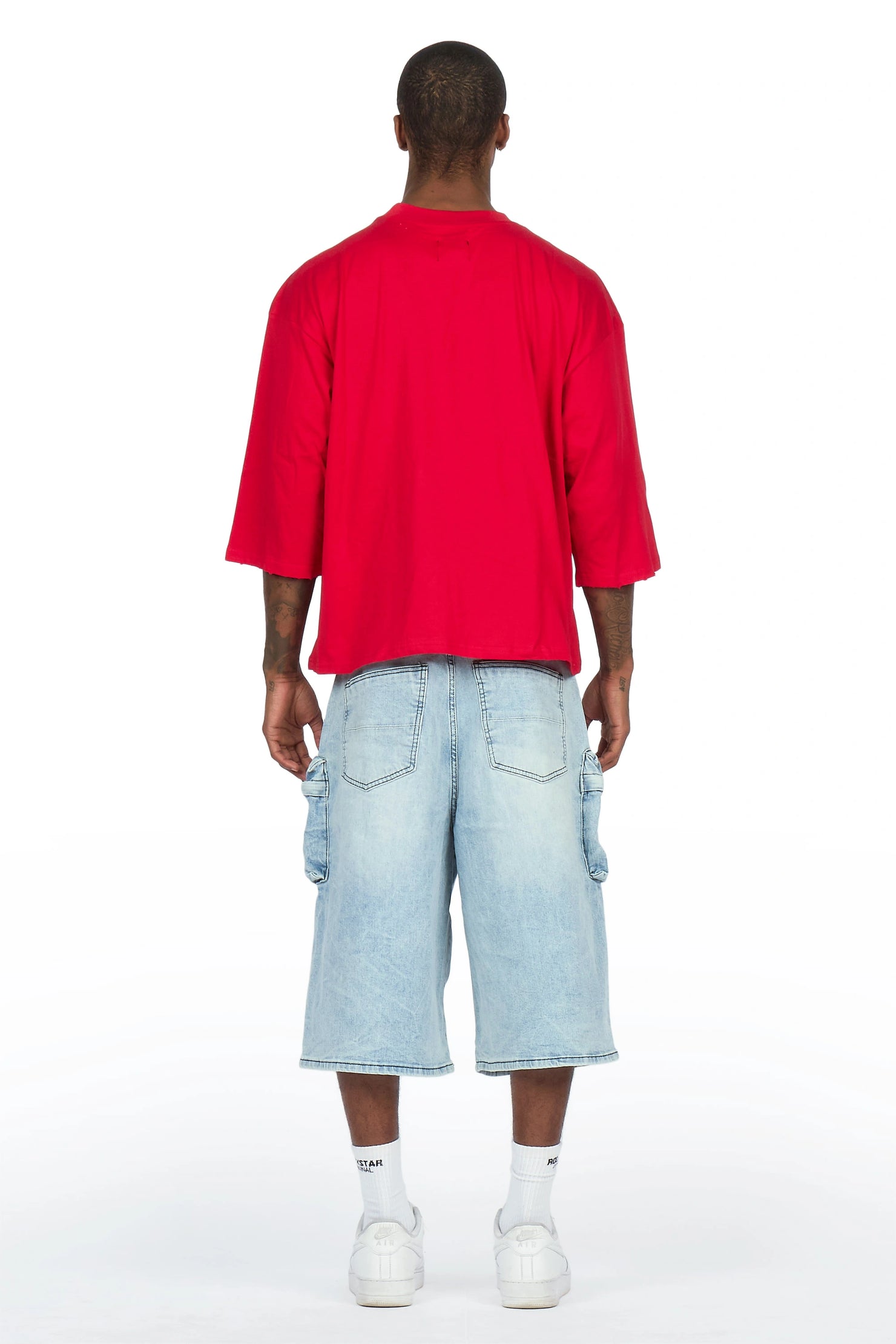 Saxon Blue Graphic T-Shirt Denim Jort Set