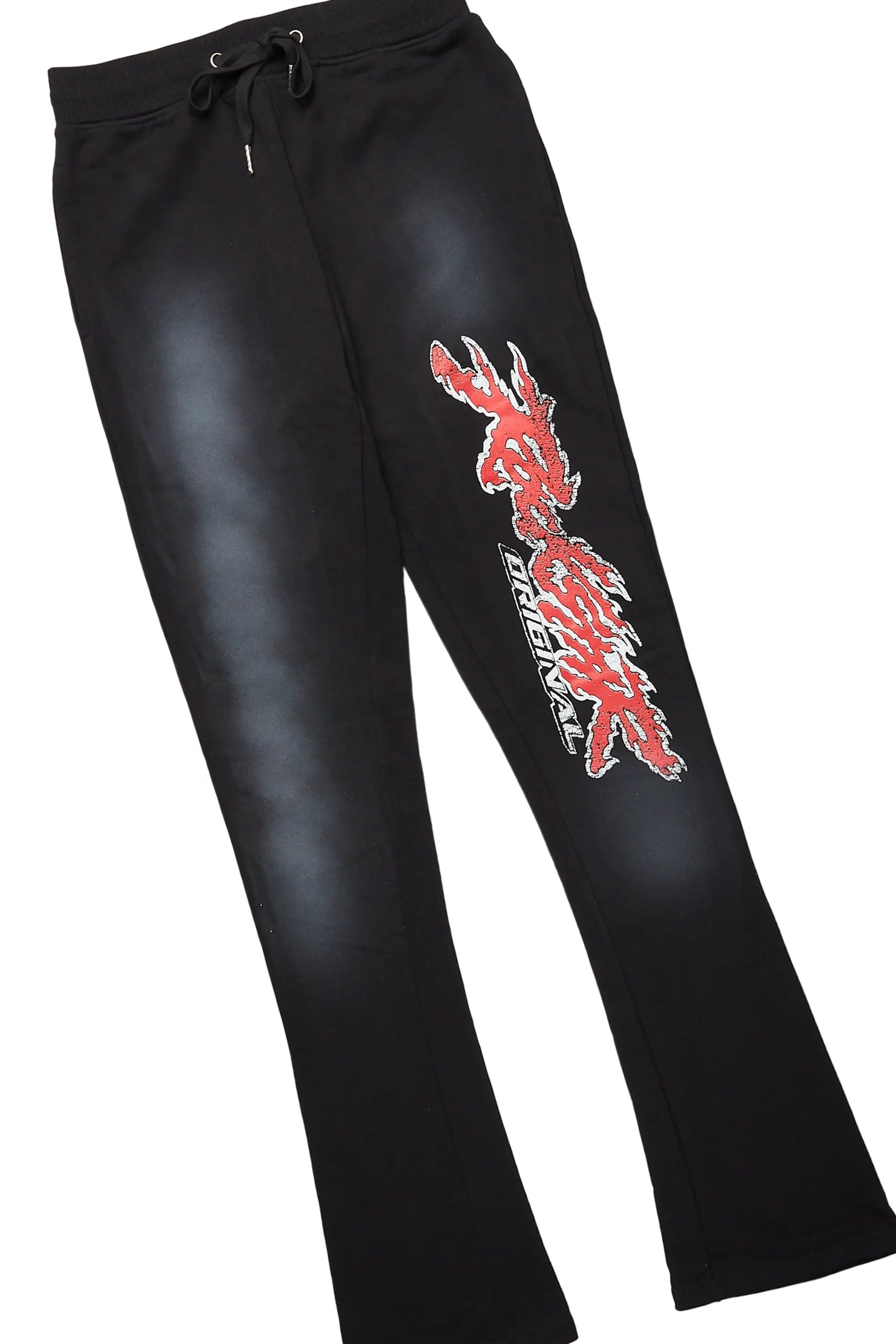 Yash Beige/Black Oversized T-Shirt/Stacked Flare Track Pant Set