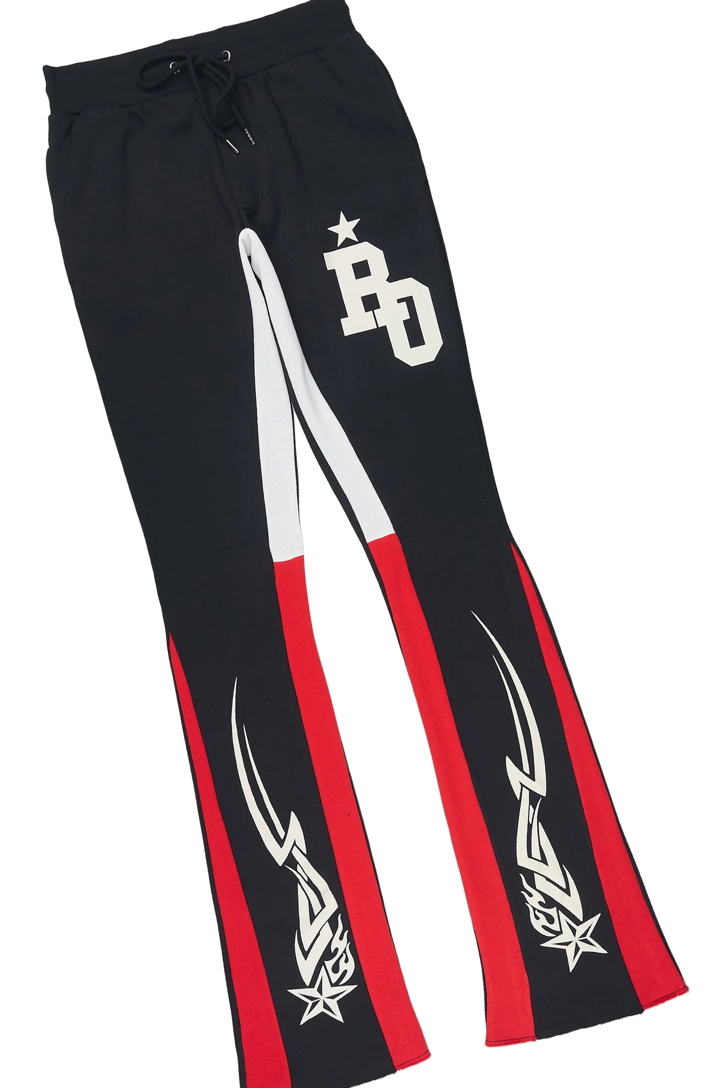 Pluton Black/Red Cut Sleeve Hoodie/Stacked Flare Track Set