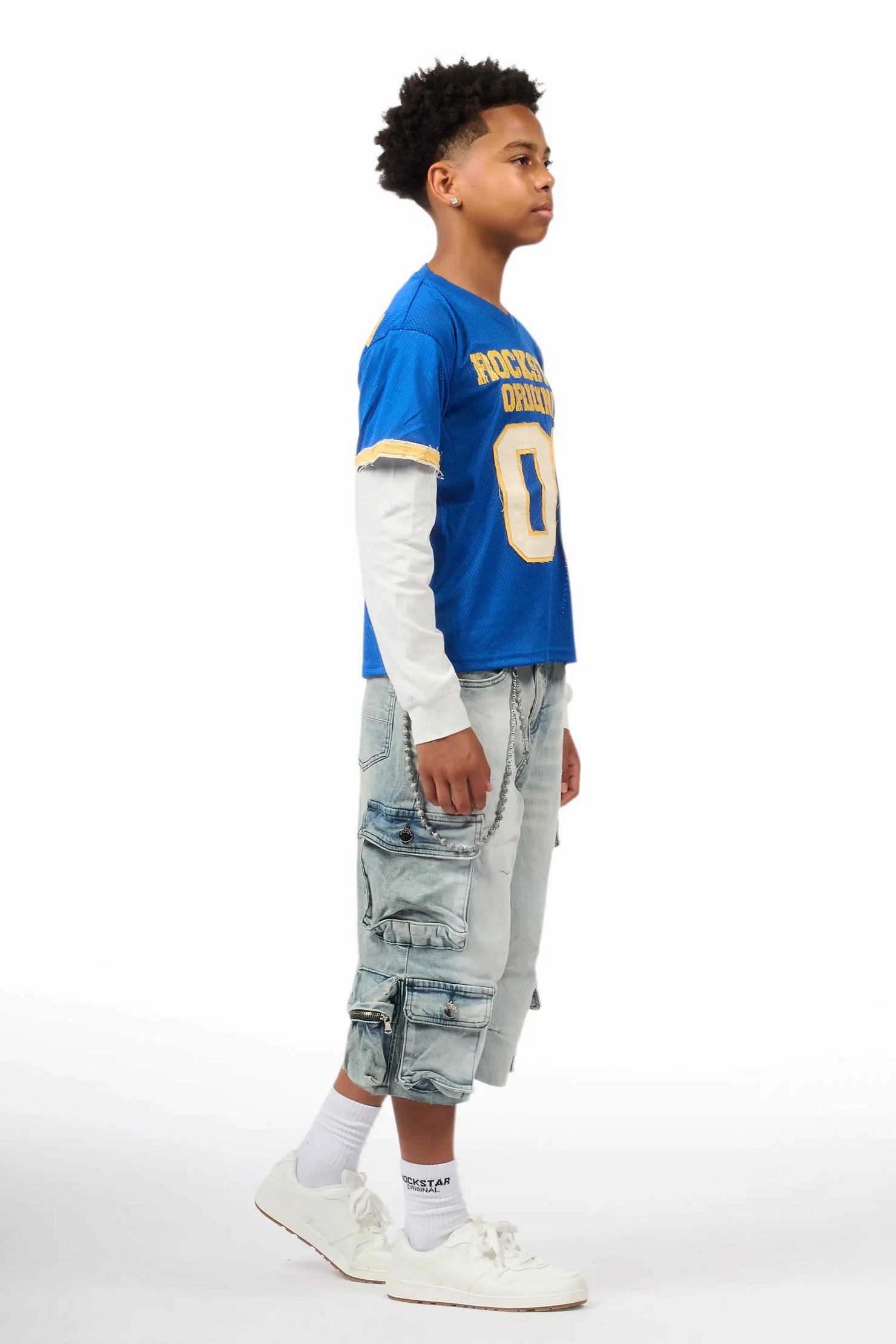 Boys Deston Royal Blue/Blue Double Layer T-Shirt/Denim Jort Set