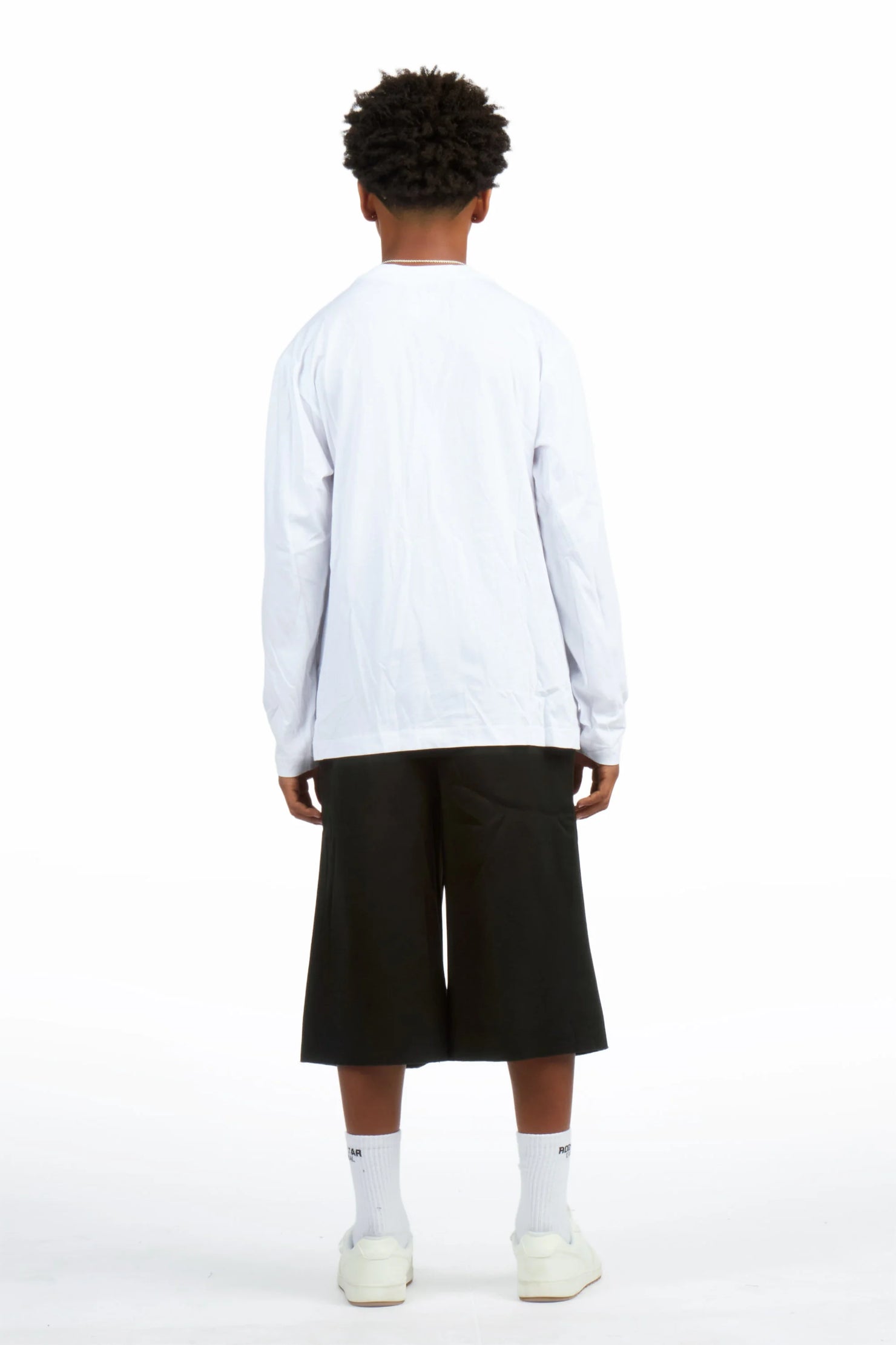 Boys Raffer White/Black L/S T-Shirt Jort Set
