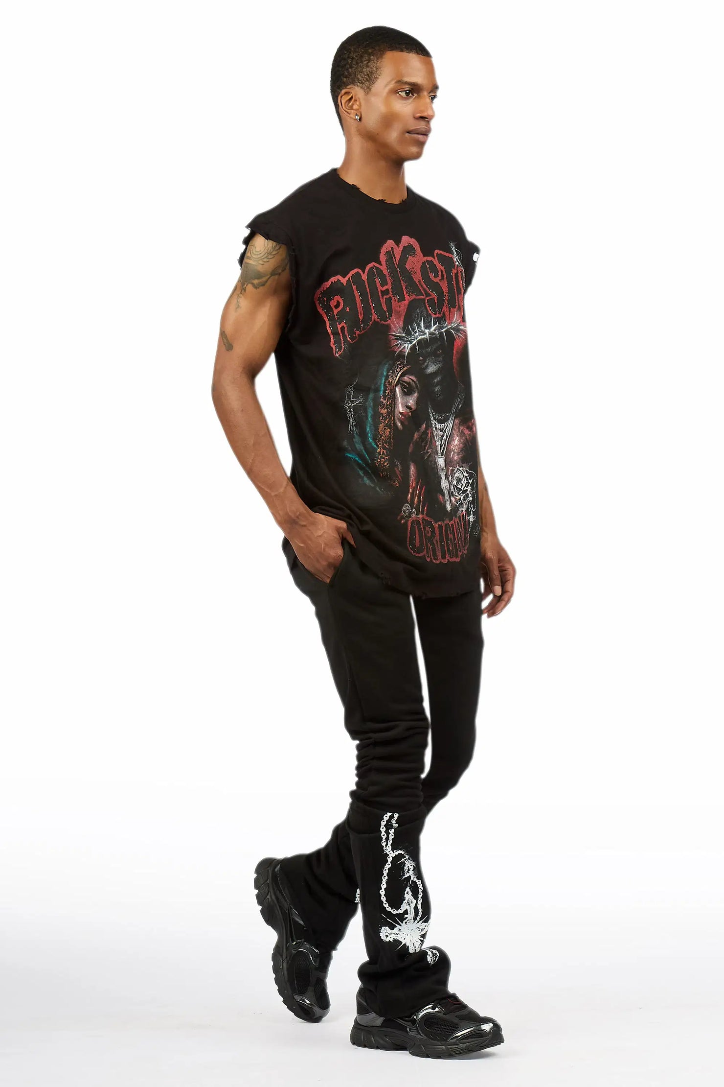 Vontae Black Cut Sleeve/Stacked Flare Track Set