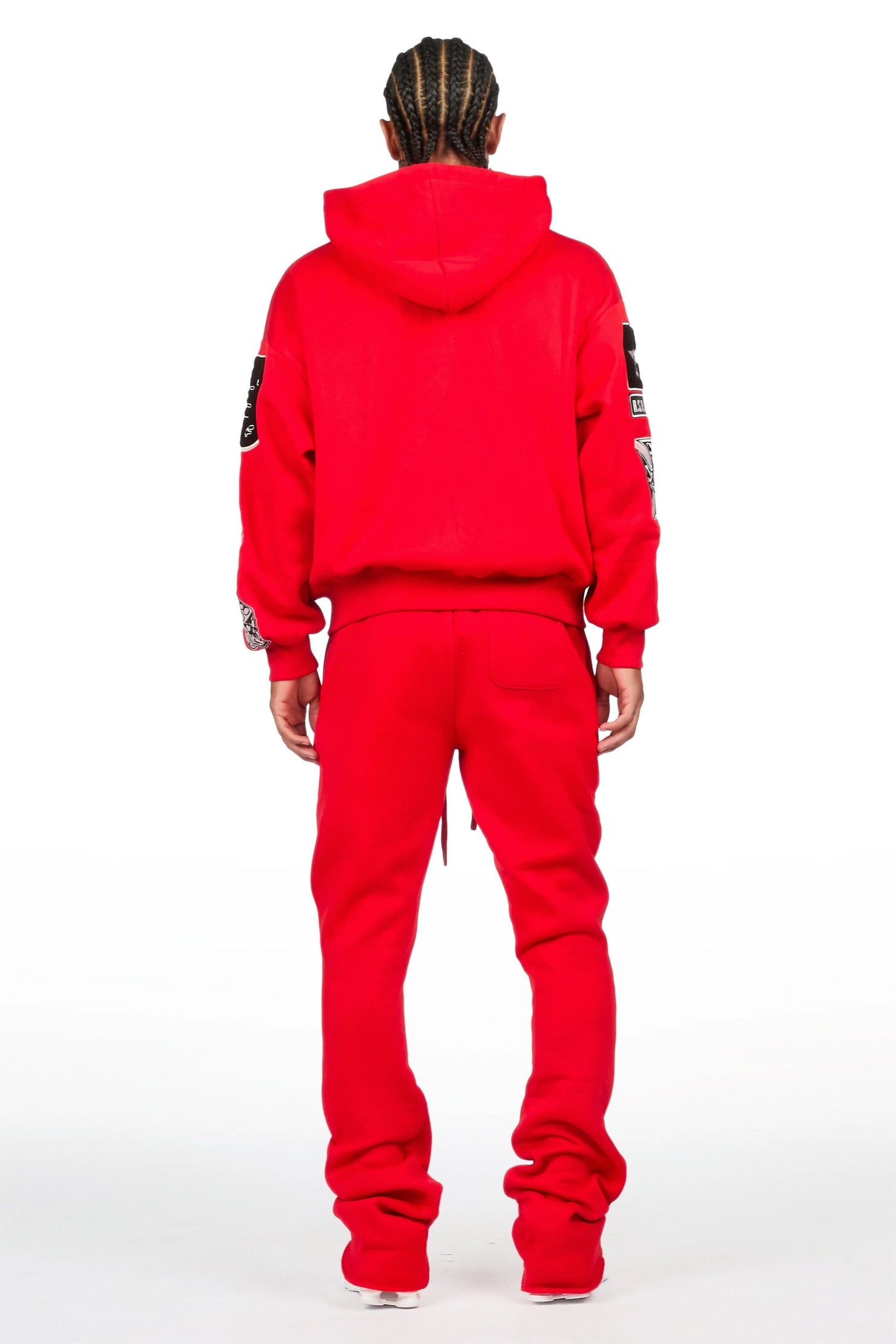Vidar Red Zip Up Hoodie Stacked Track Set