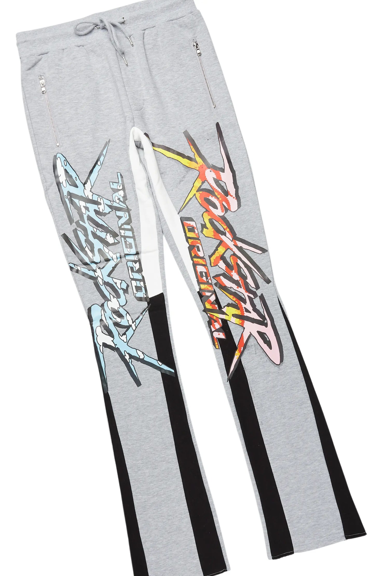 Sky Grey/Black Stacked Flare Pant Set