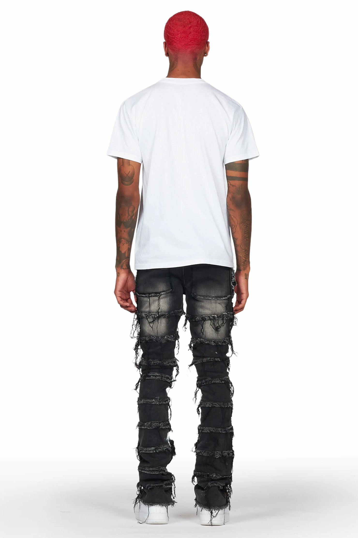 Falan Black Painter Stacked Flare Jean