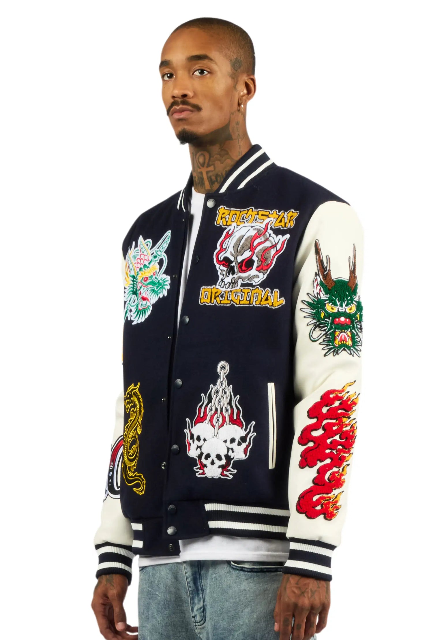 Python Navy Varsity Jacket