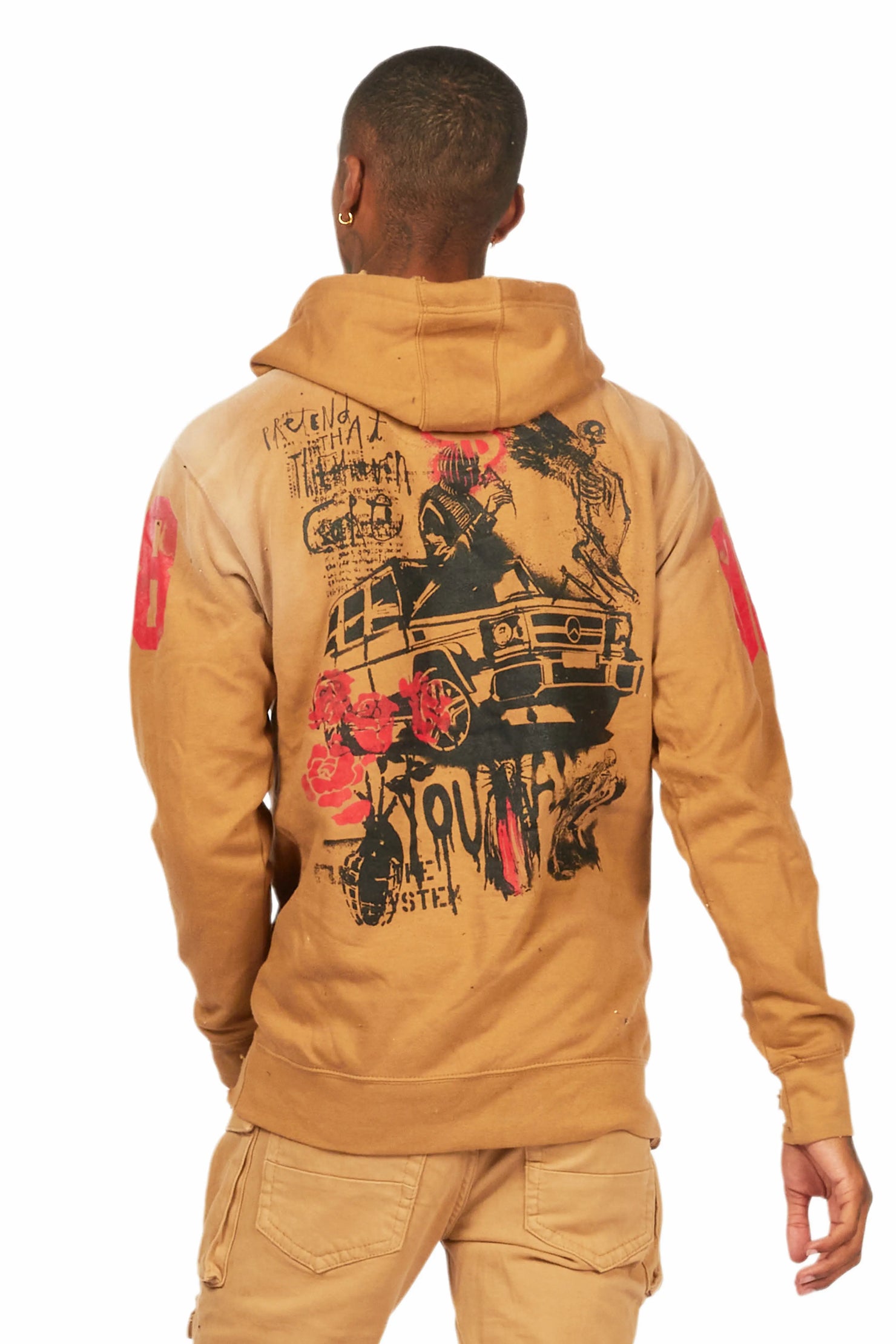 Grill Tan Distressed Graphic Hoodie