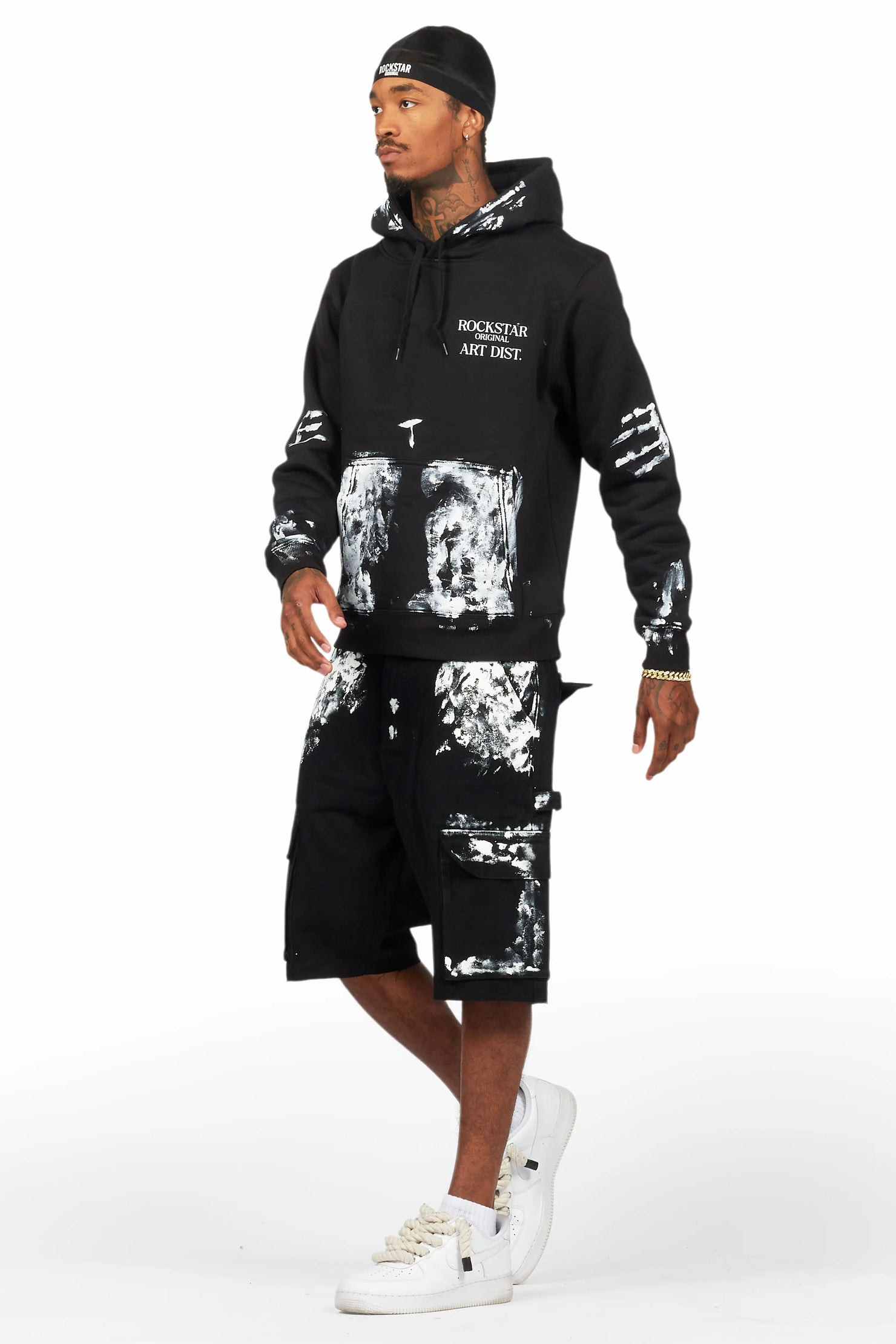 Filip Black Hoodie/Denim Short Set