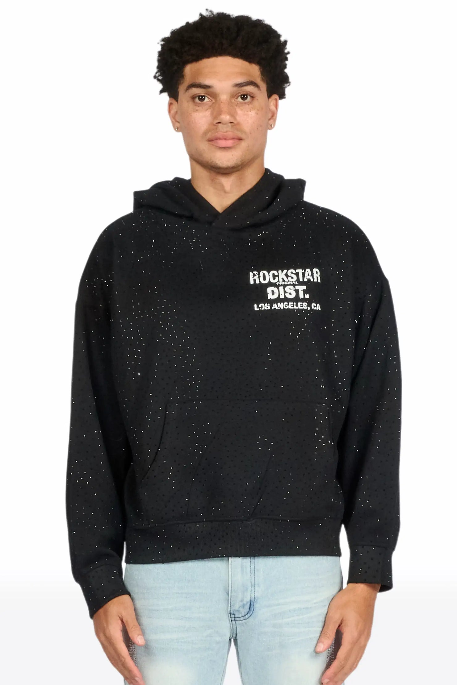 Lake Black Rhinestone Oversized Hoodie