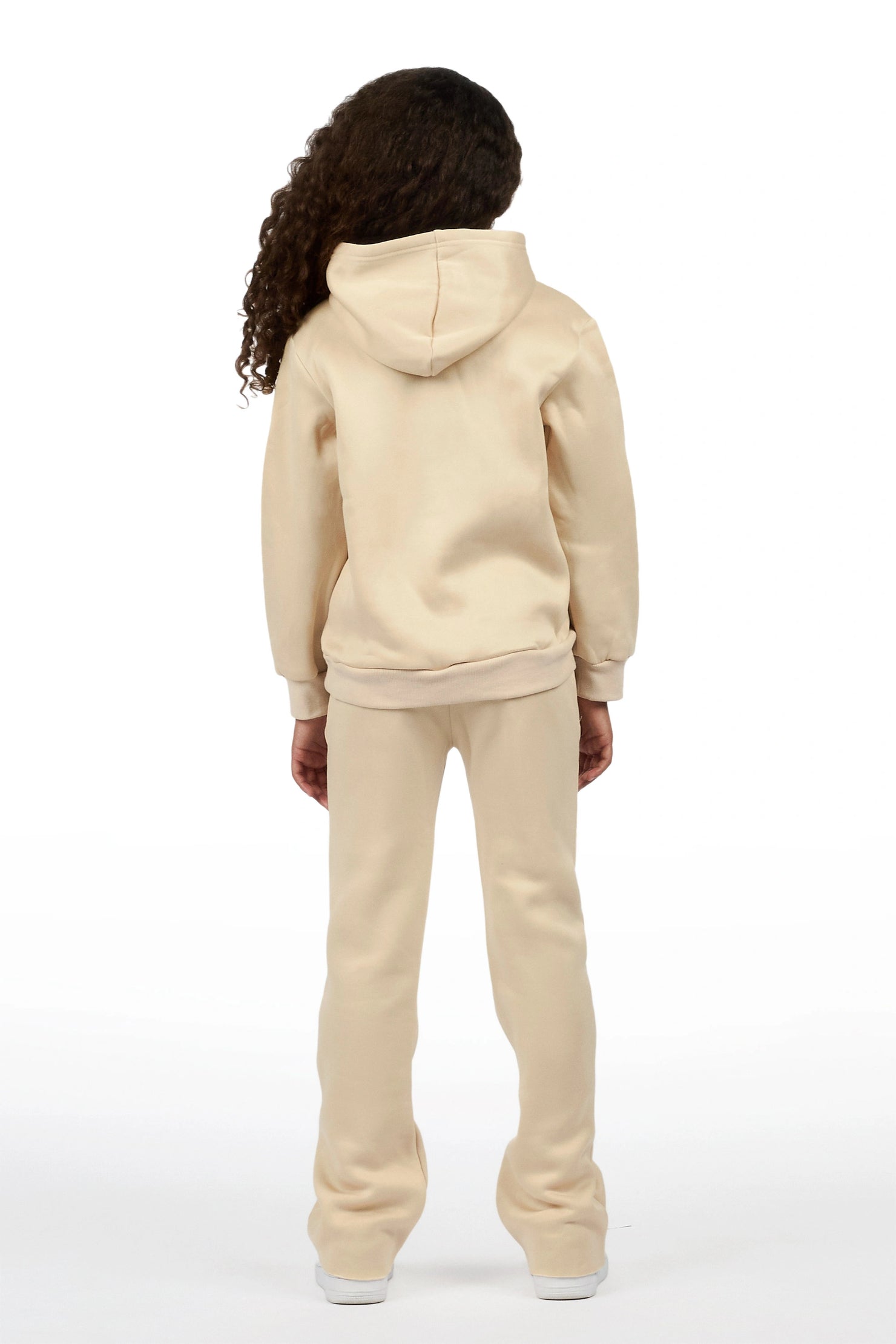 Girls Trenty Sand Stacked Hoodie Track Set