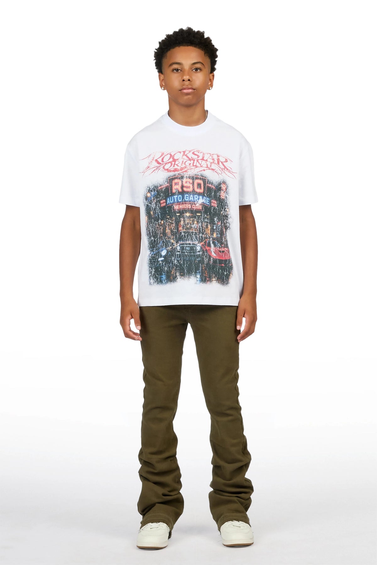 Boys Dag Olive Stacked Flare Jean
