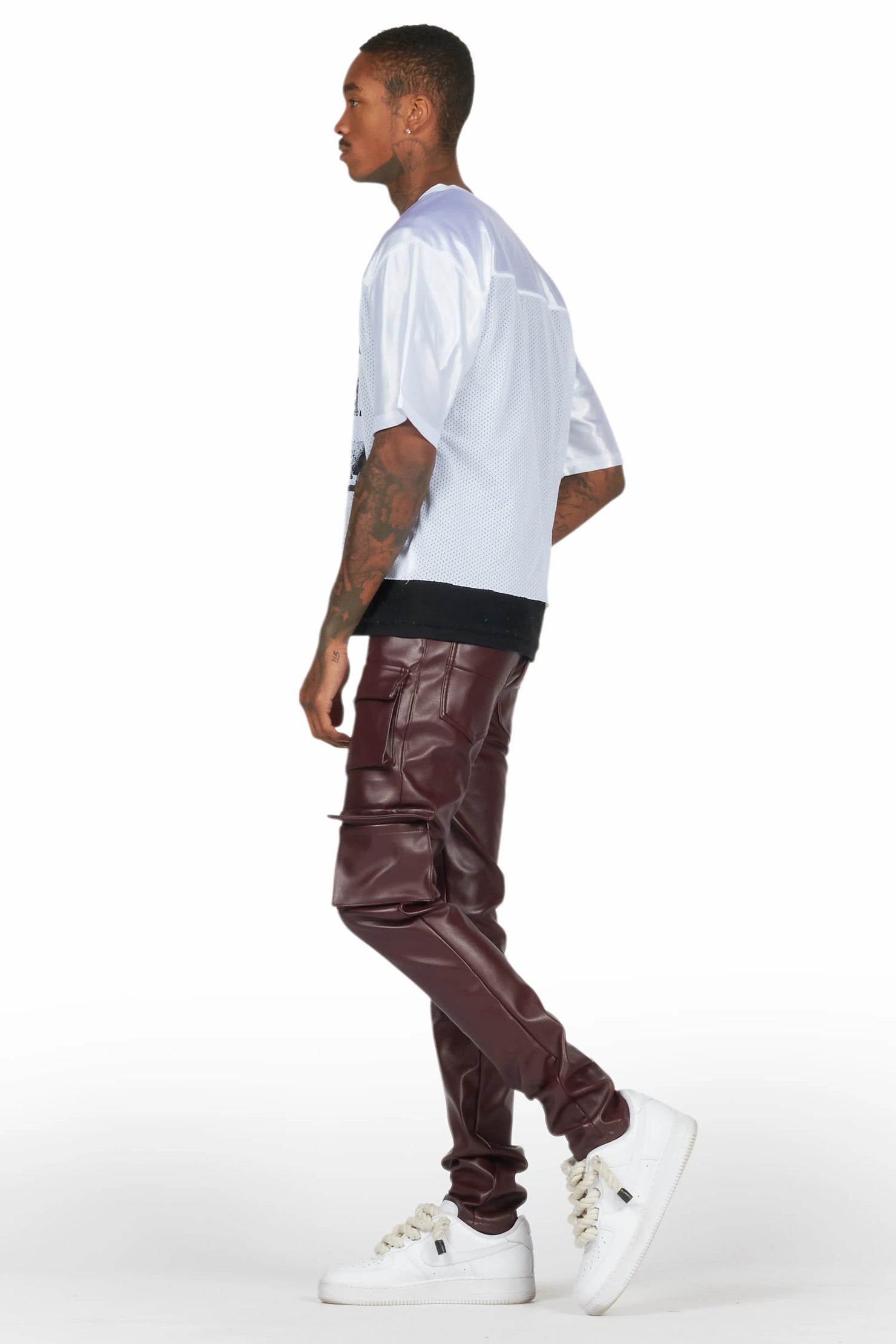 Kap Burgundy Skinny Faux Leather Fit Jean