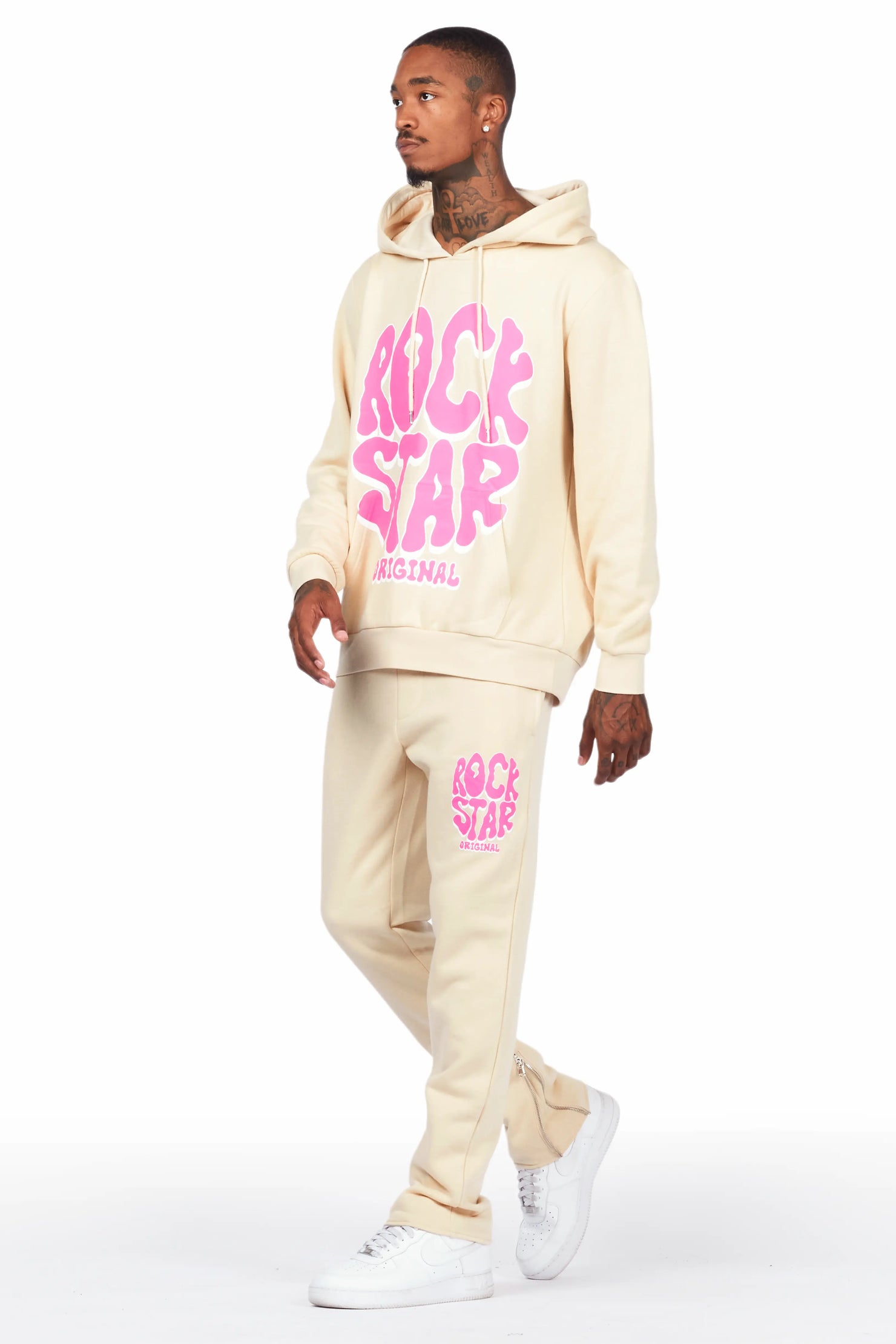 Warblen Beige Slim Fit Track Set