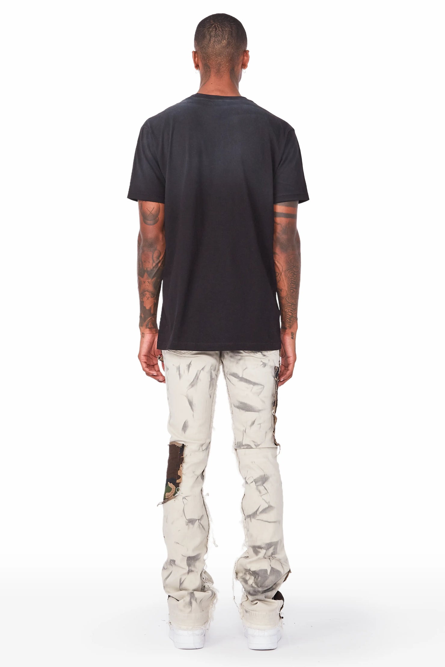 Chad Beige/Camo Patchwork Stacked Jean