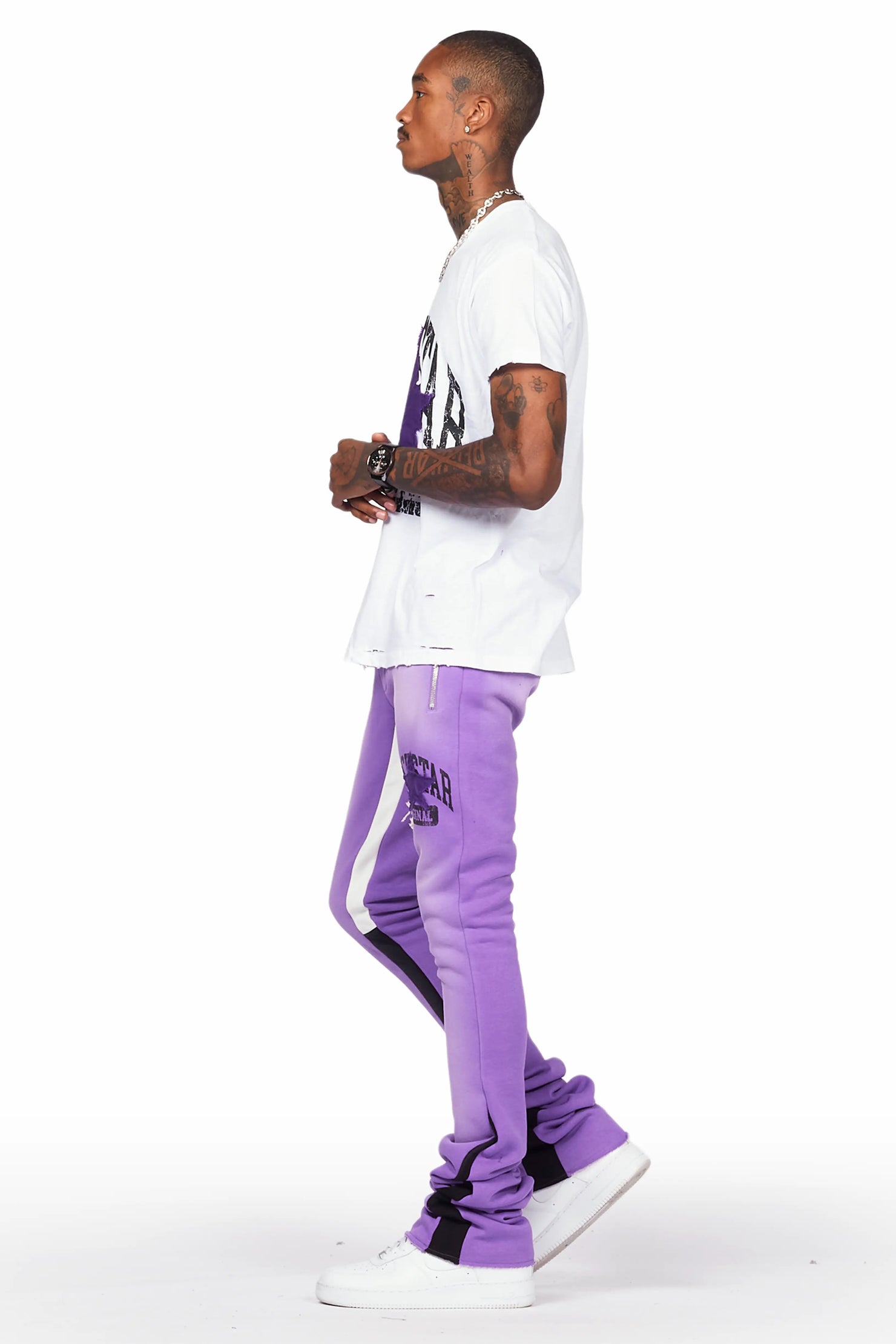 Mallor Purple/White T-Shirt/Super Stacked Track Set