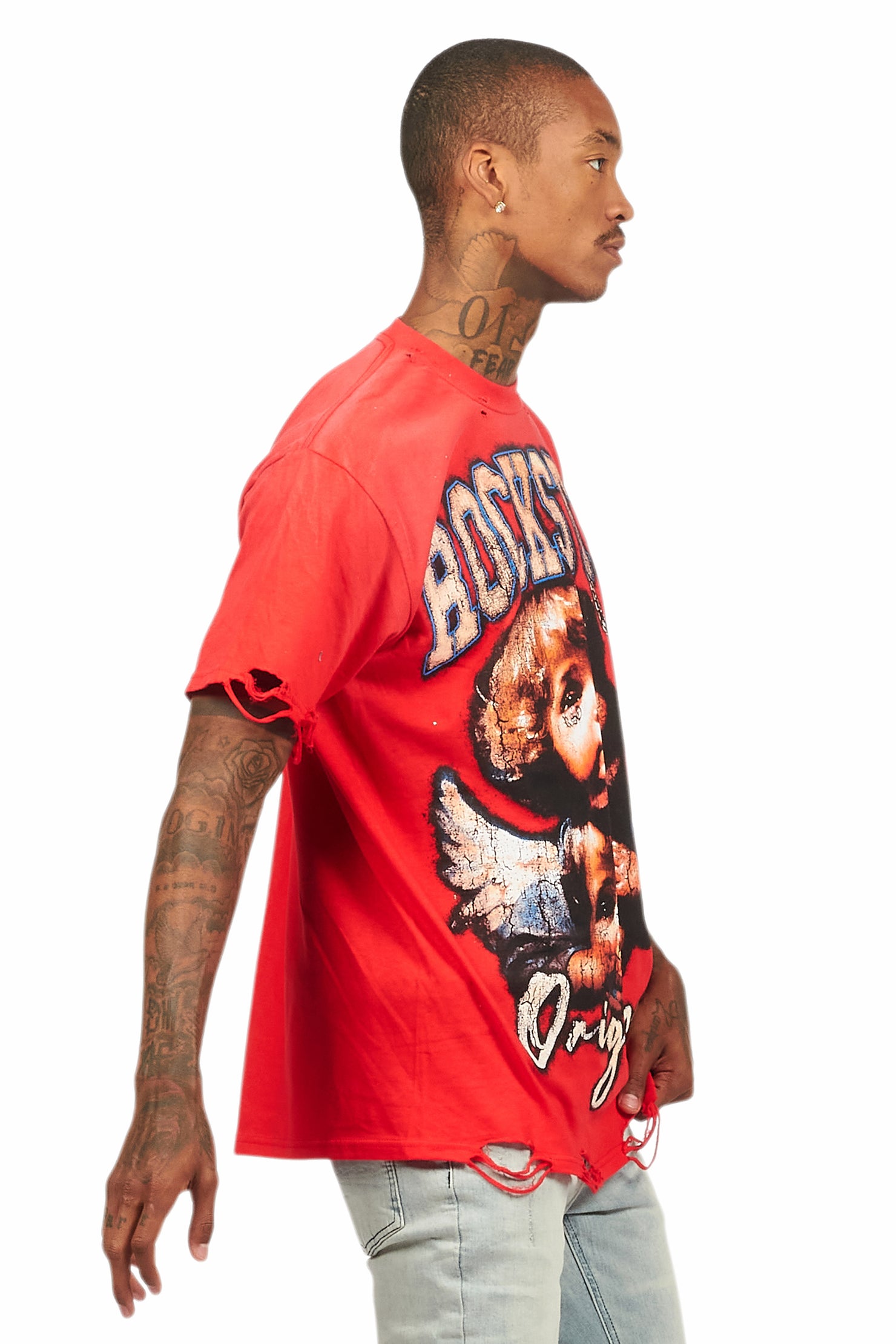 Deiter Red Oversized Graphic T-Shirt
