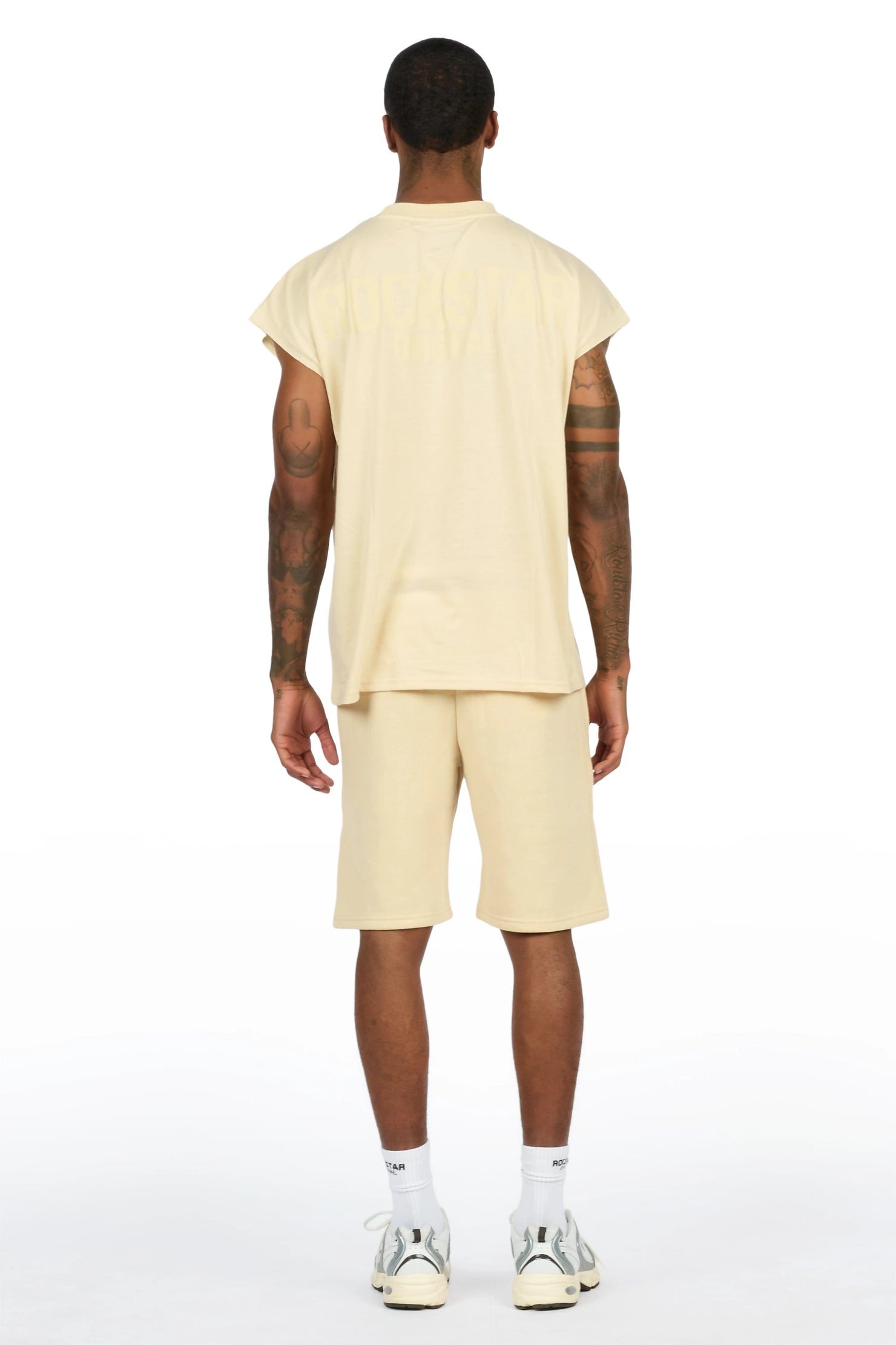 Sana Beige/Beige Cut Sleeve T-Shirt Short Set