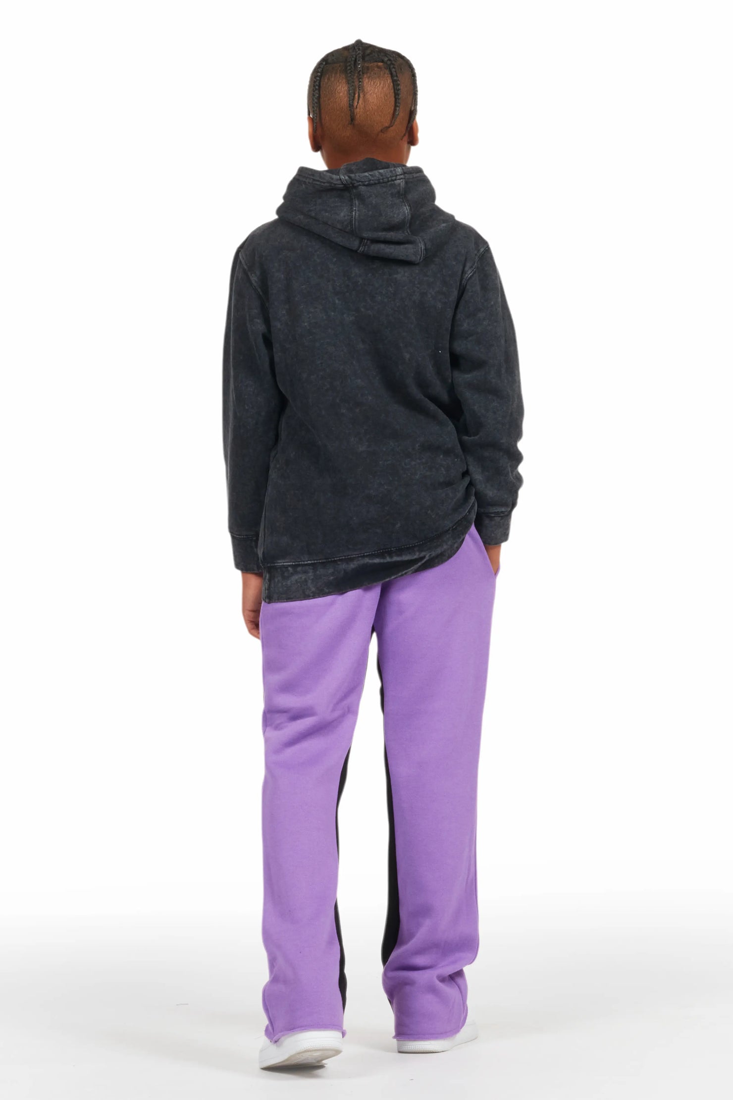 Boys Uko Purple Stacked Baggy Flare Pant
