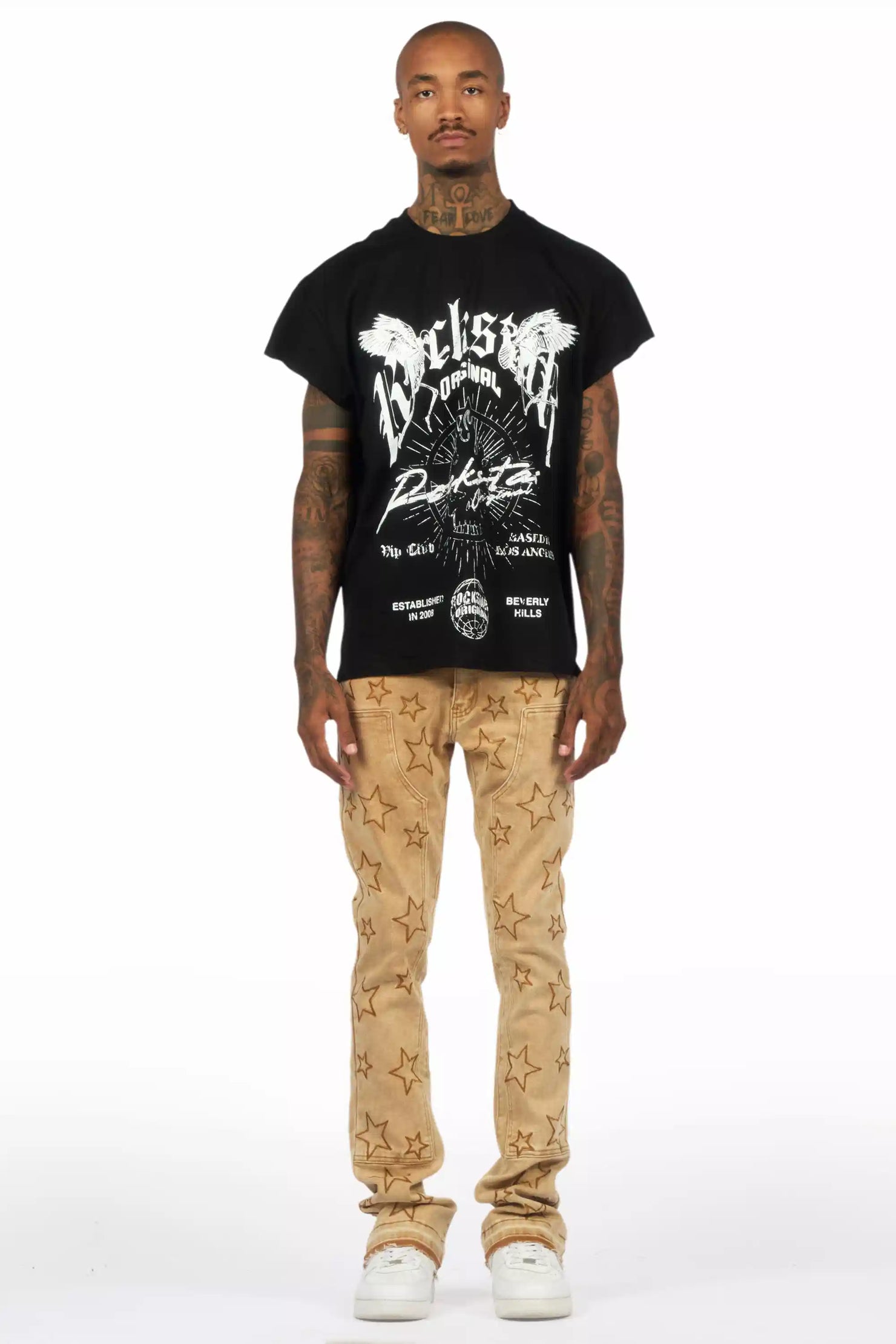 Starship Beige Stacked Flare Jean