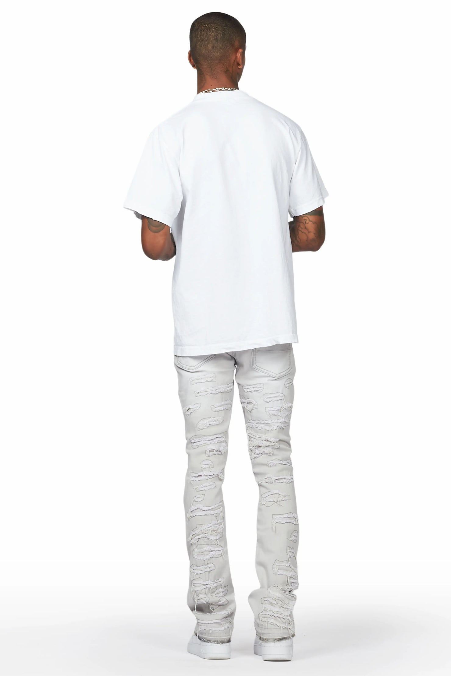 Malyk Grey Stacked Flare Jean