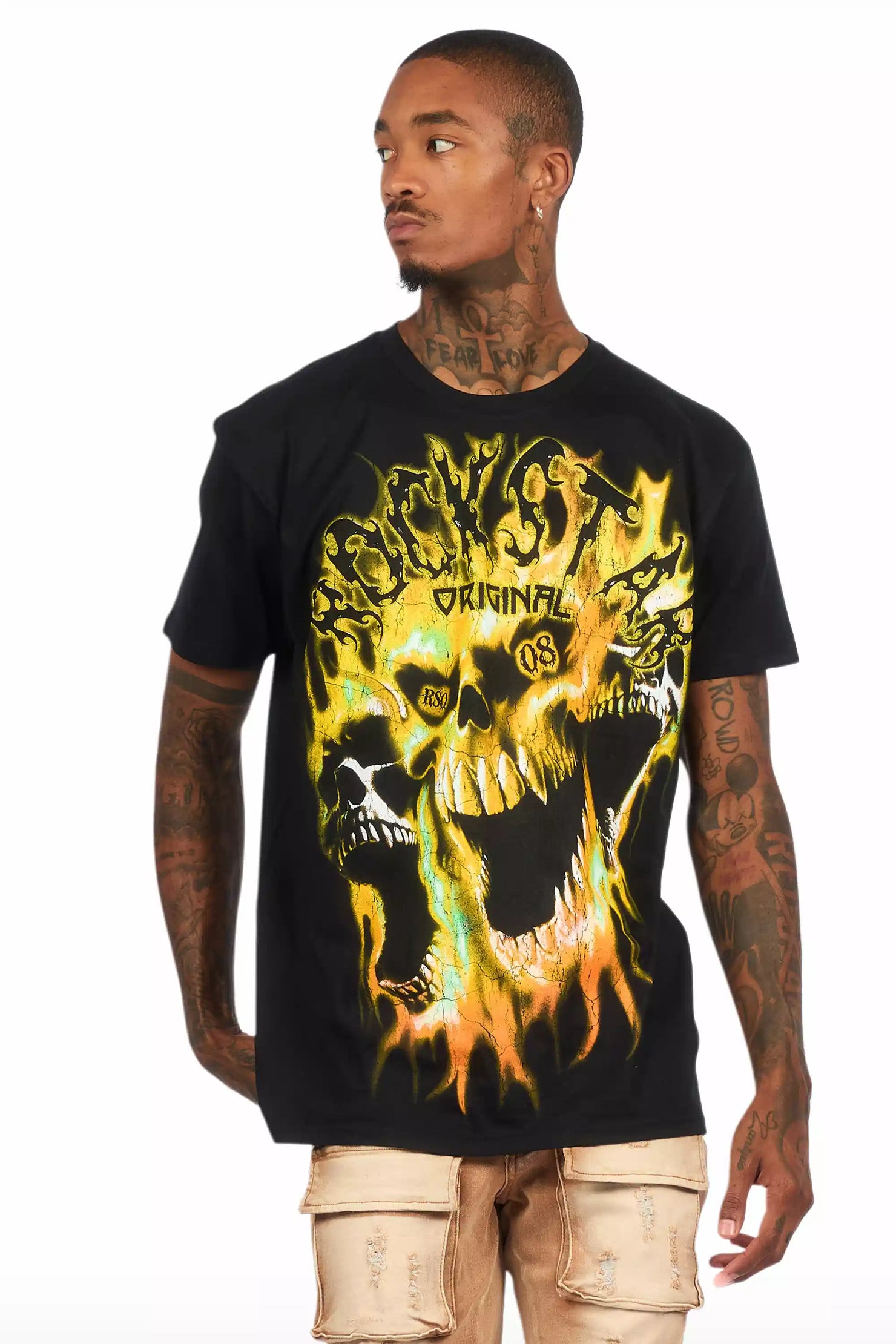 Lucen Black/Yellow Oversized Graphic T-Shirt