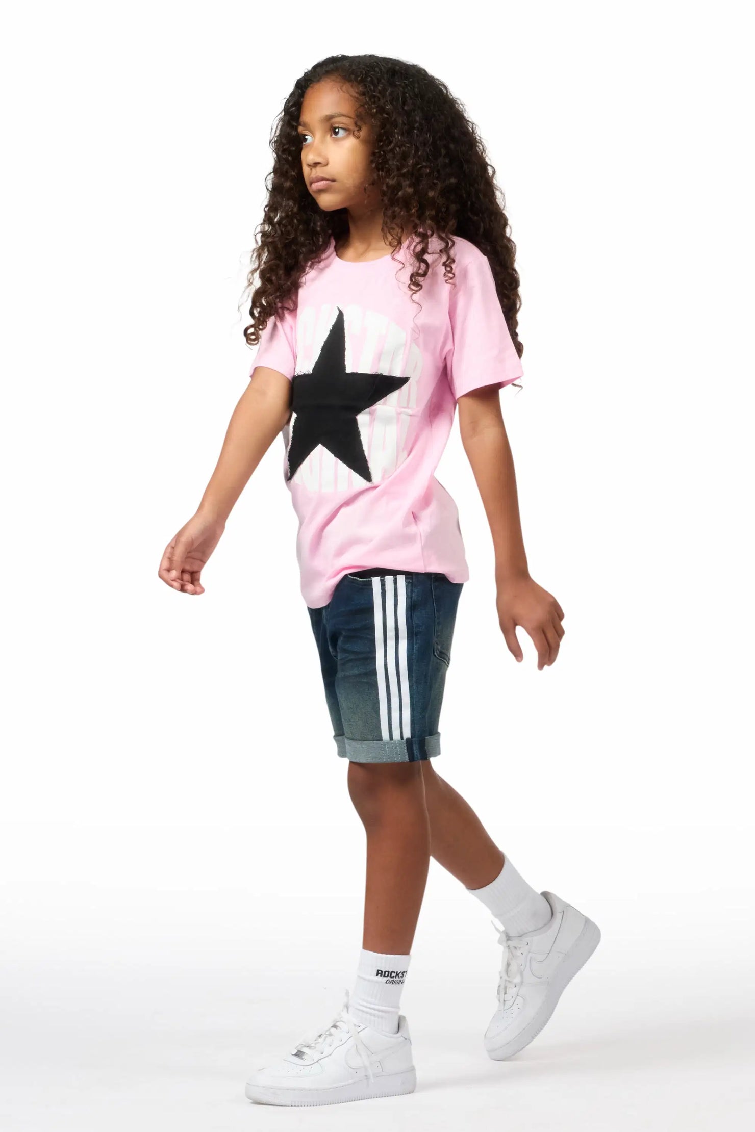 Girls Jumiper Pink/Blue T-Shirt/Denim Short Set